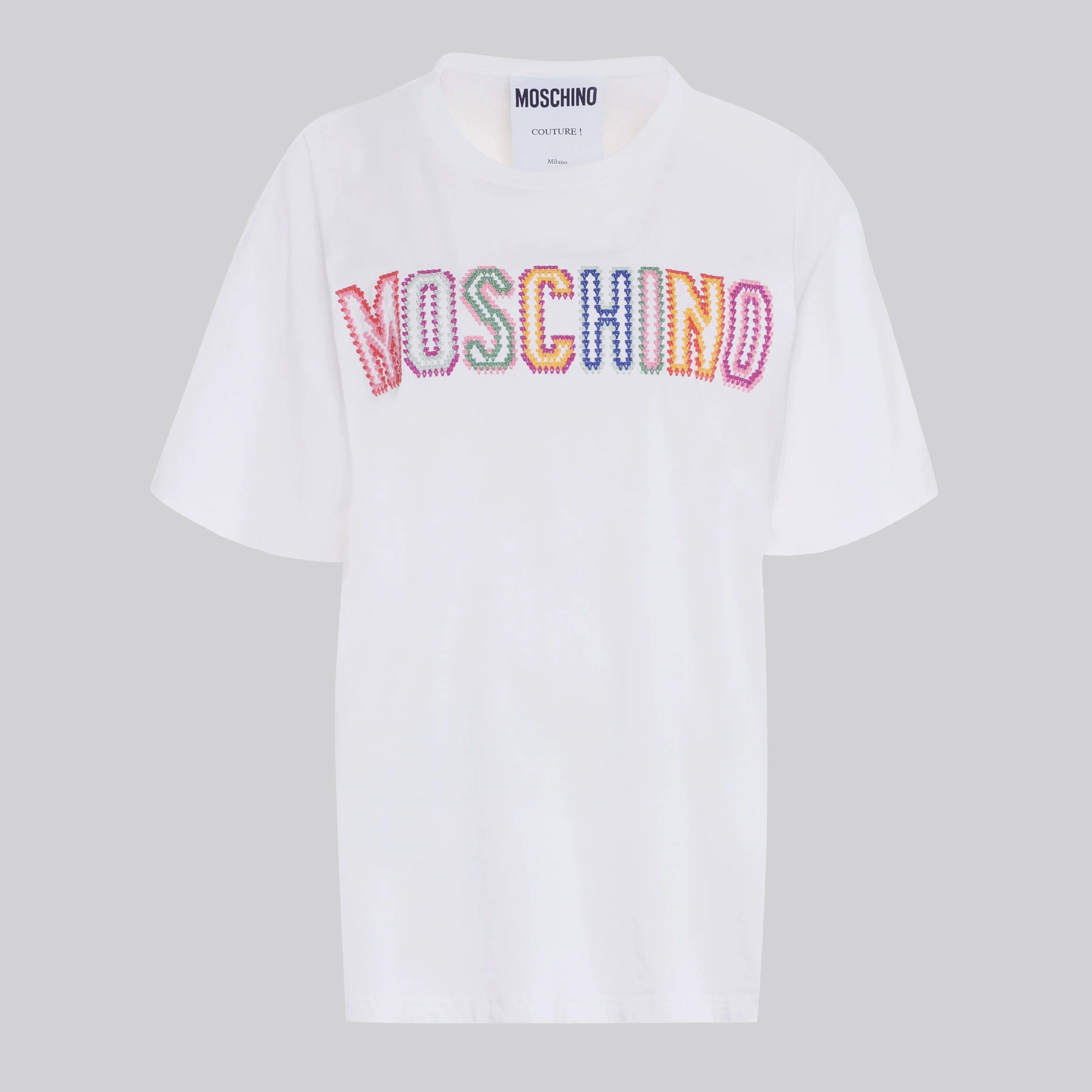 Camiseta Blanca Moschino Couture Multicolor Logo