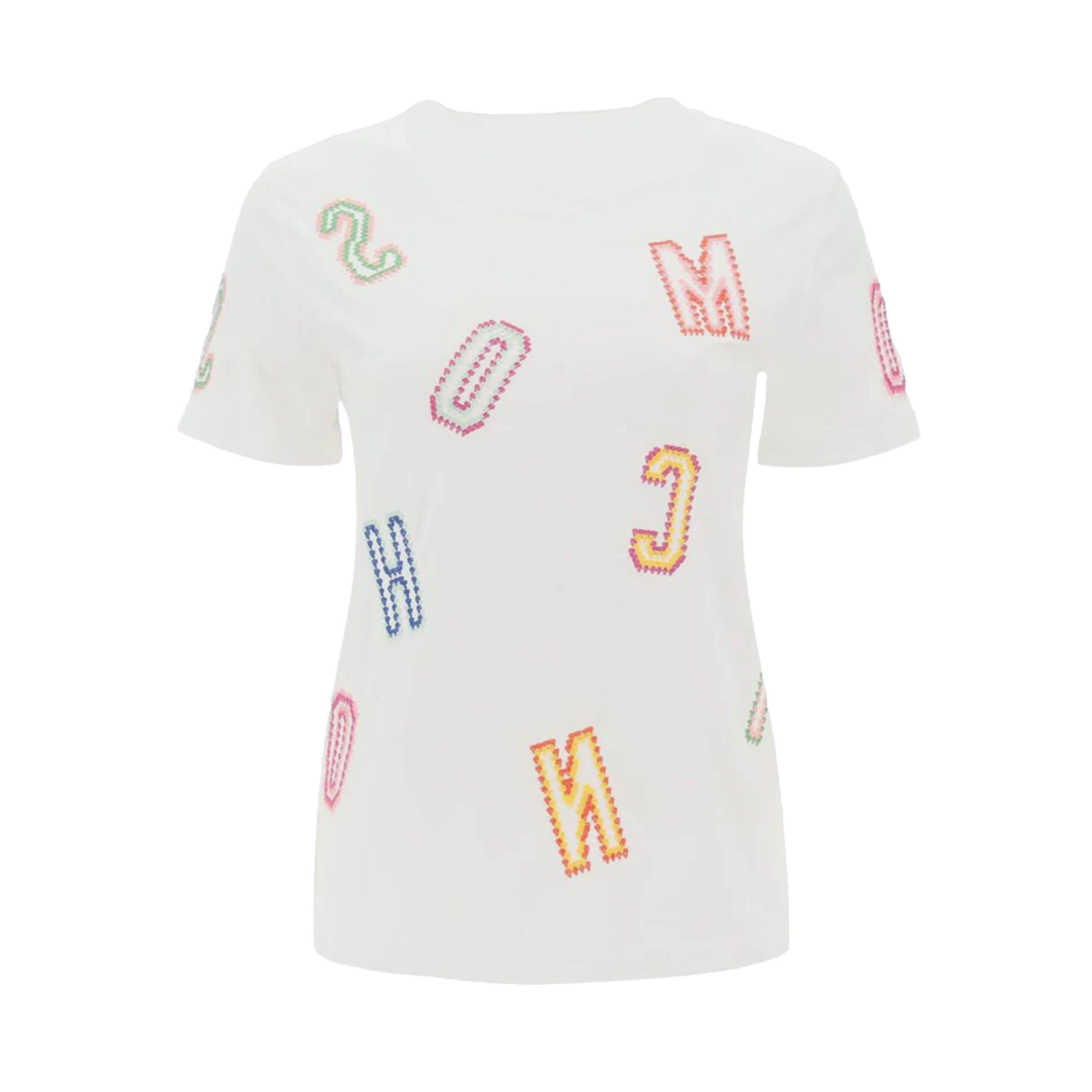 Camiseta Blanca Moschino Couture Multicolor Letters