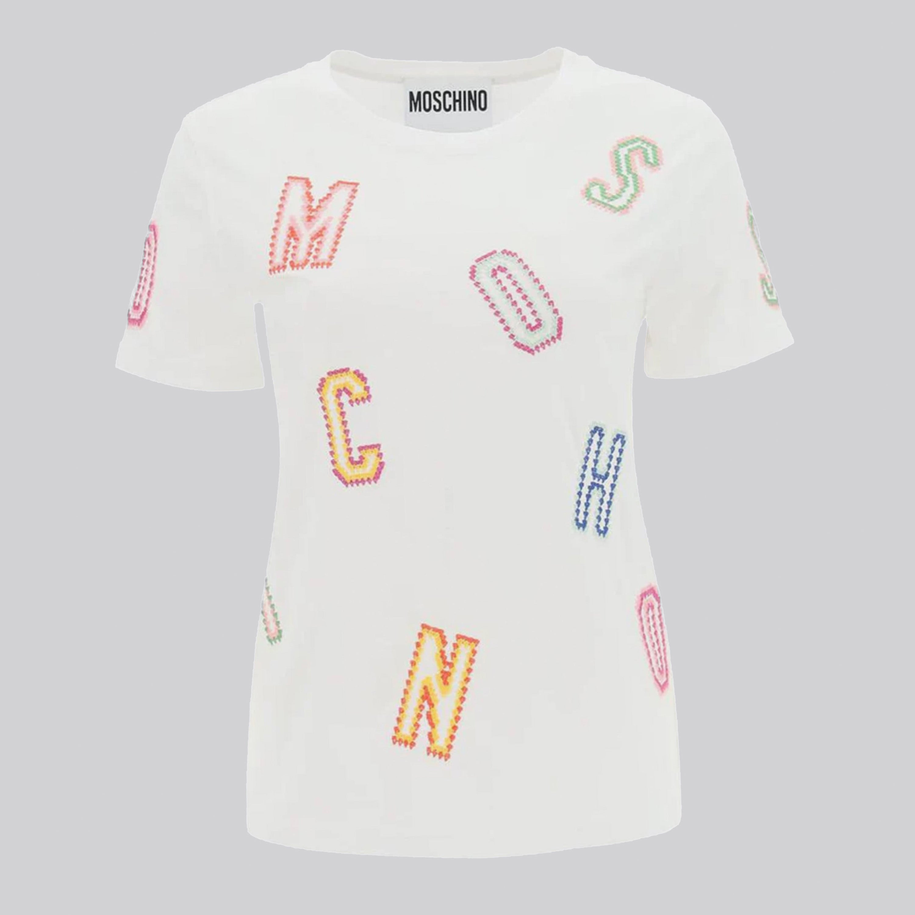 Camiseta Blanca Moschino Couture Multicolor Letters