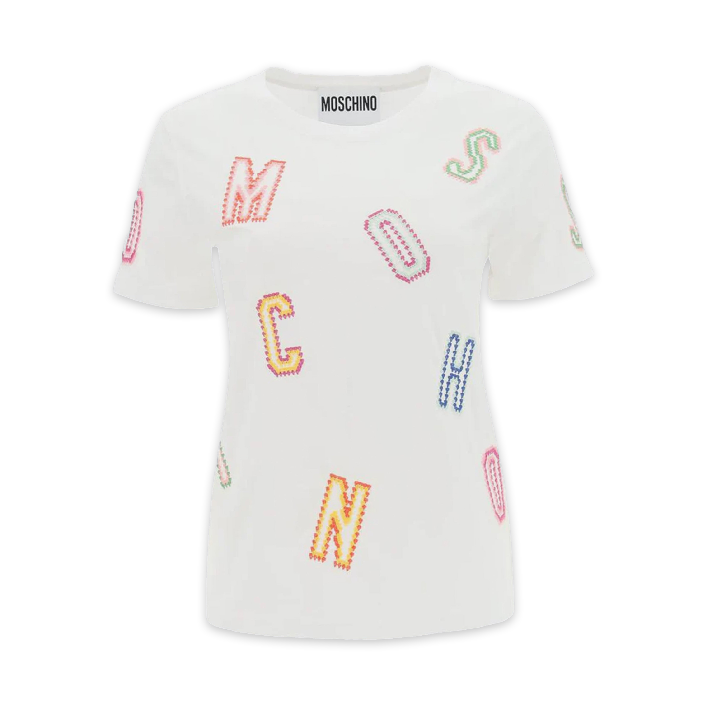 Camiseta Blanca Moschino Couture Multicolor Letters