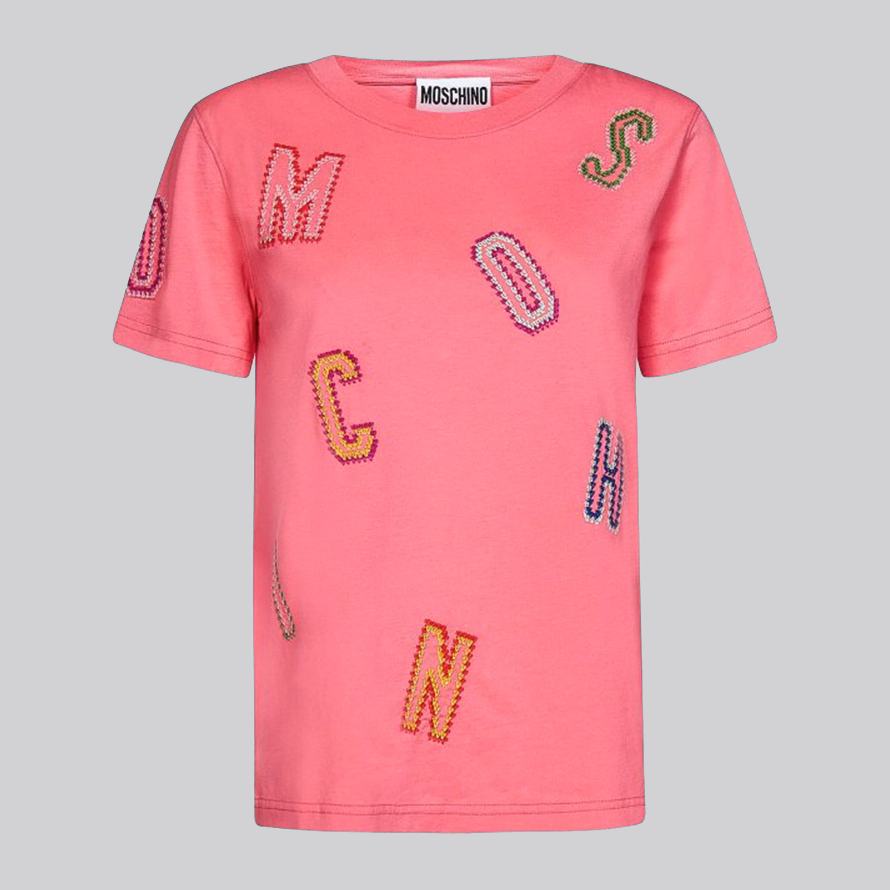 Camiseta Rosada Moschino Couture Multicolor Letters