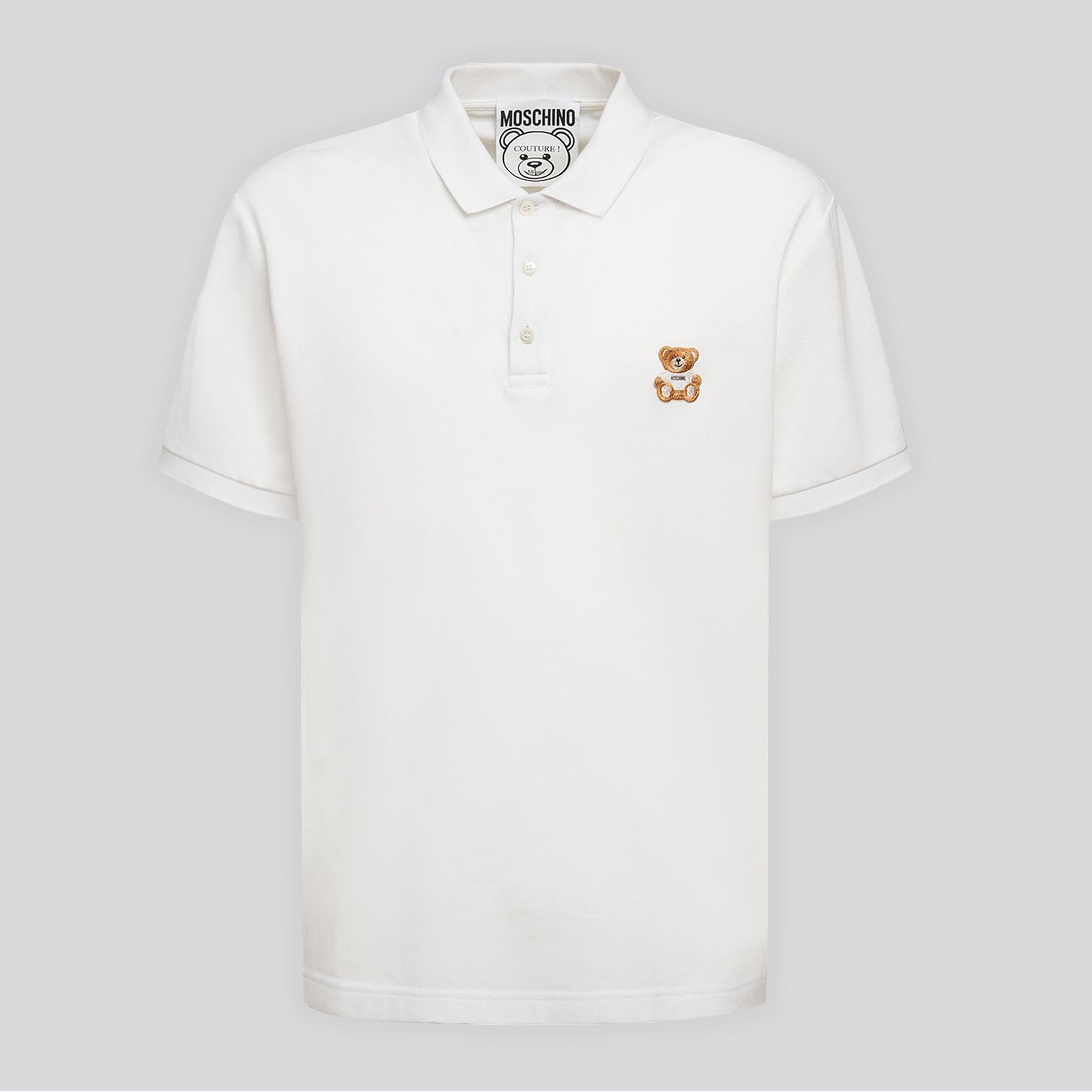 Camiseta Tipo Polo Blanca Moschino Bear