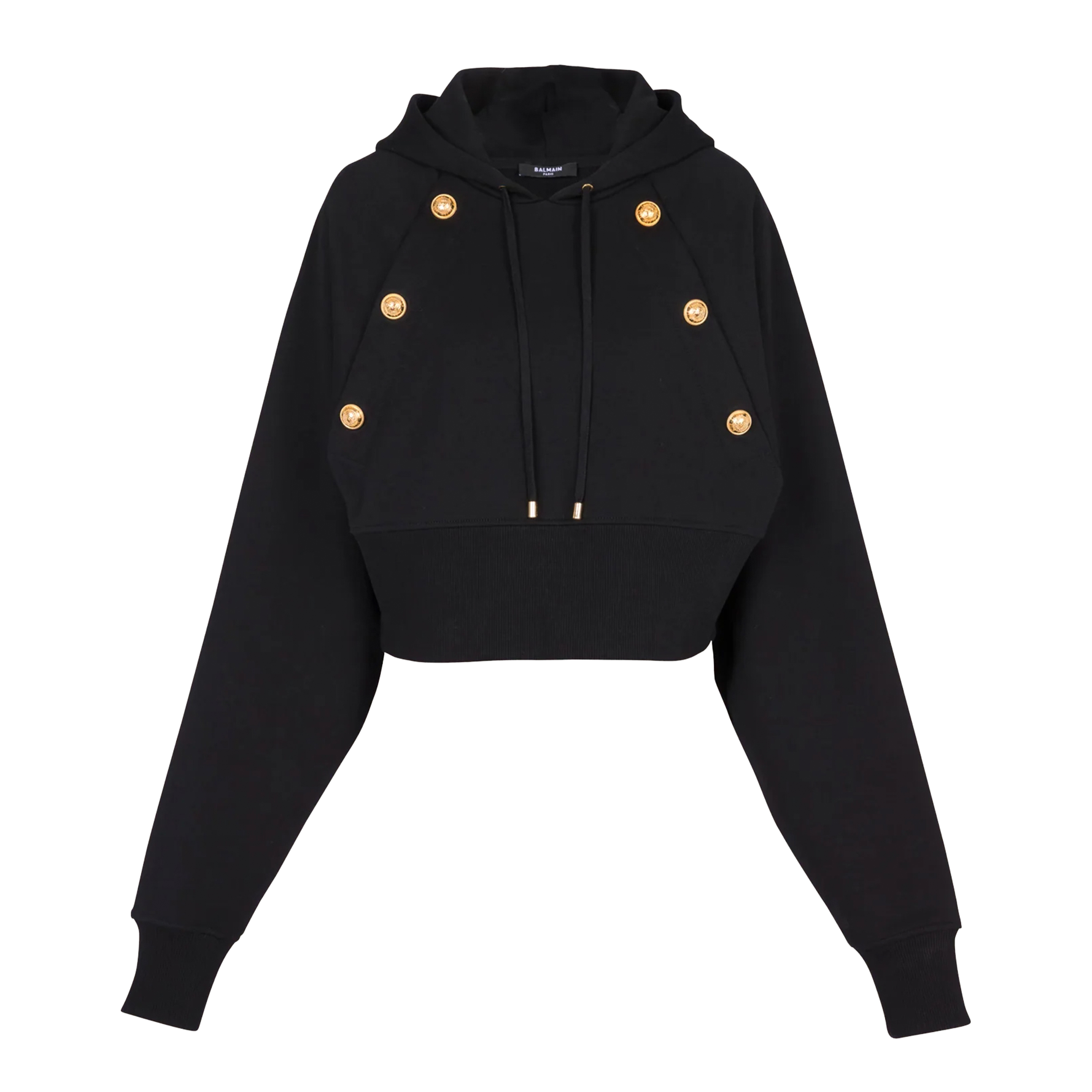 Buzo Tipo Hoodie Negro Balmain Buttonned