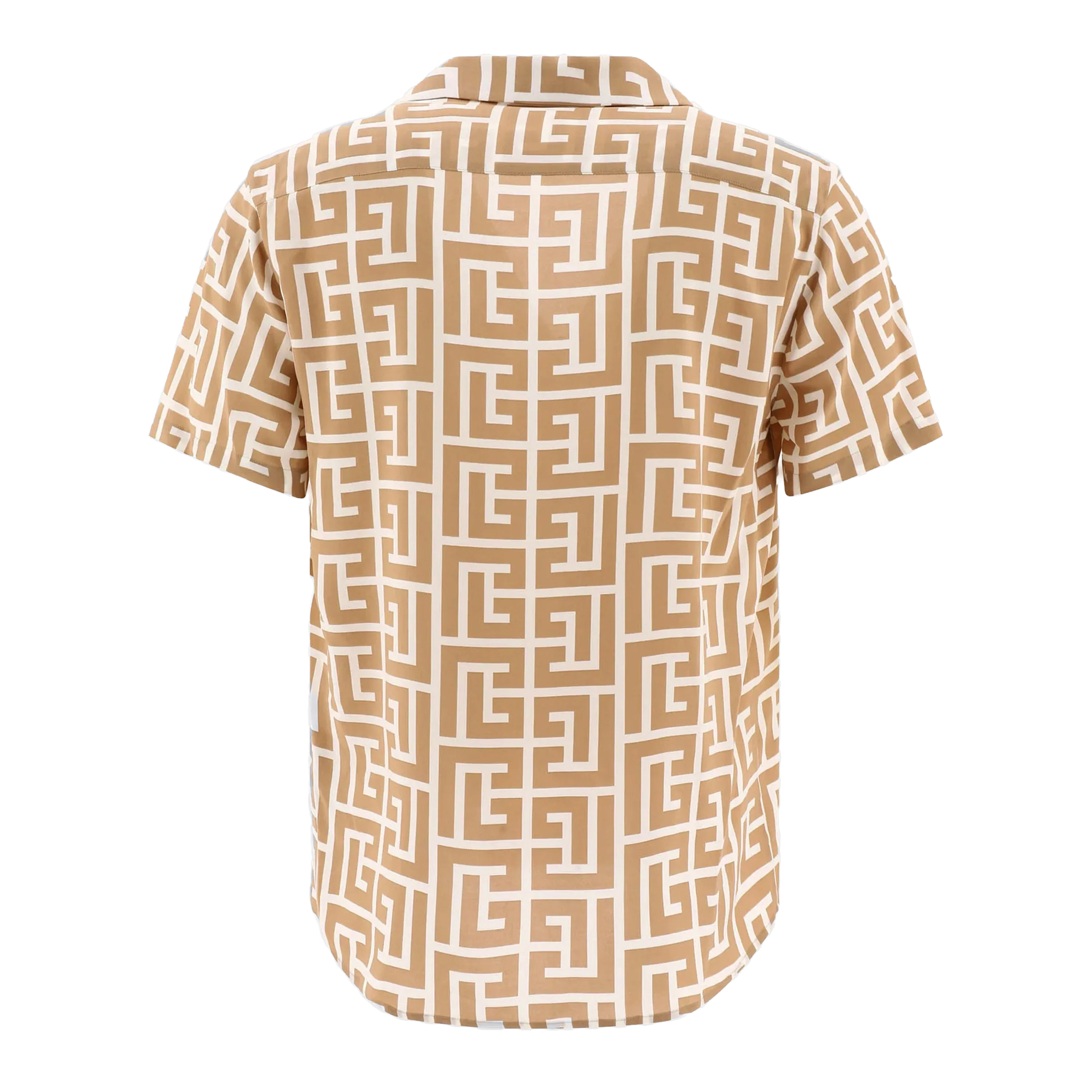 Camisa Beige Balmain PB Monogram No Sleeves
