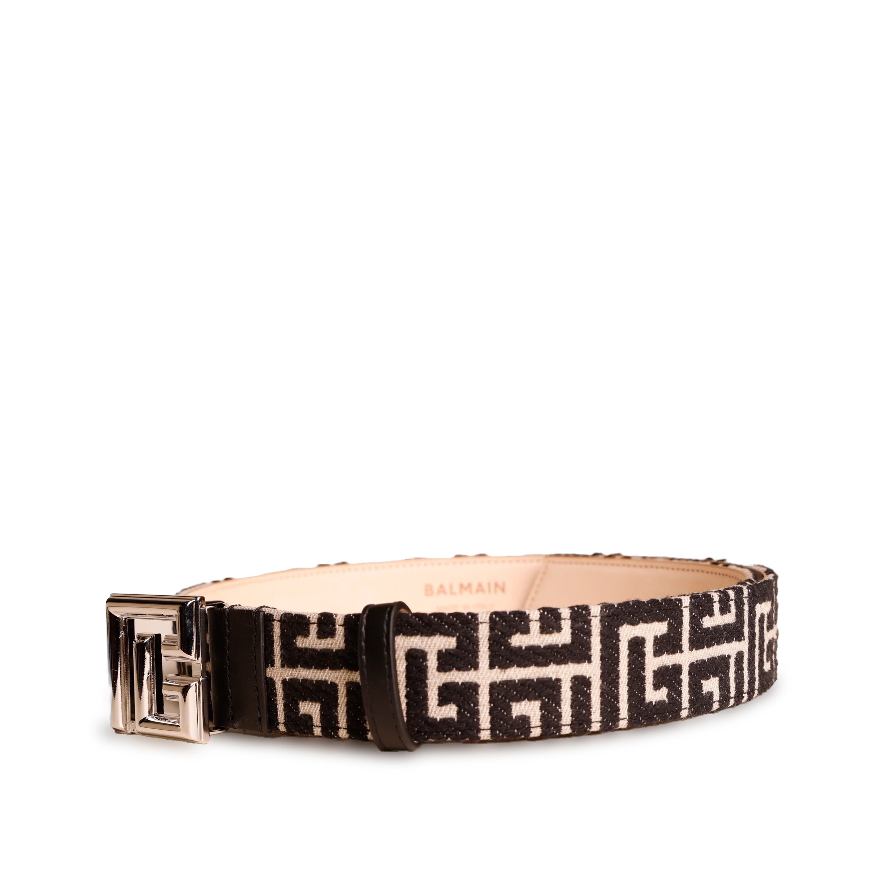 Cinturón Jacquard Negro Balmain B-Belt 35 mm