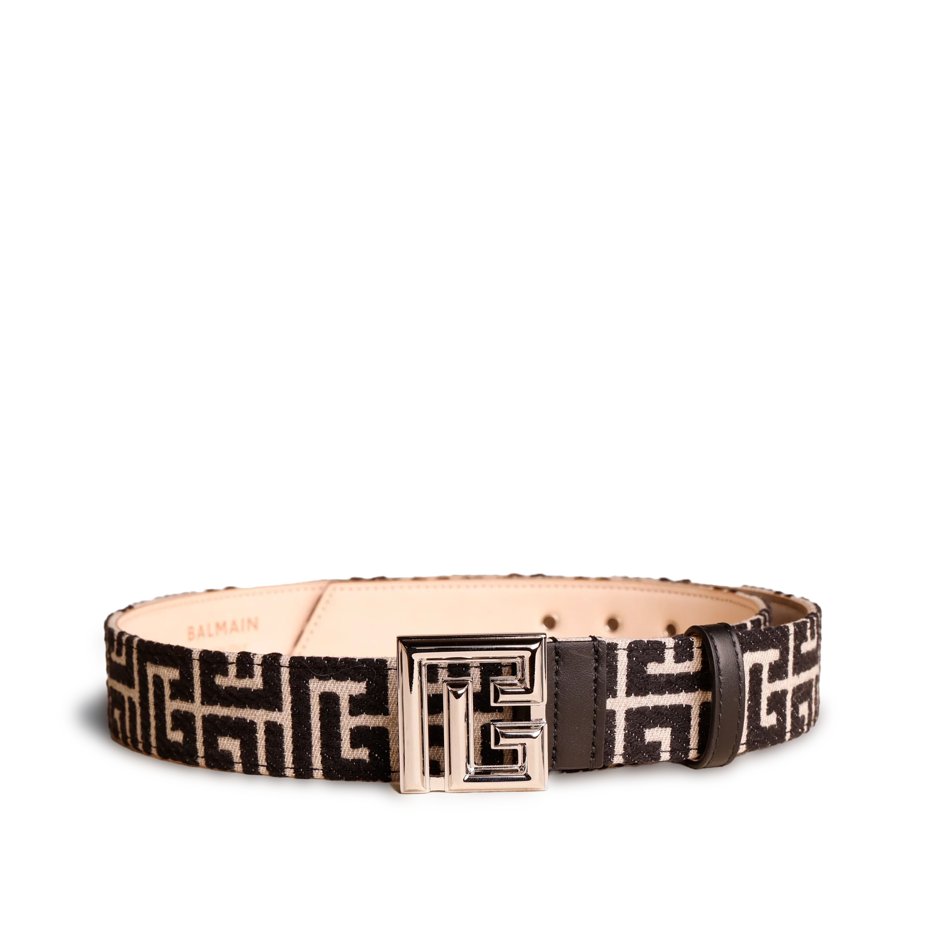 Cinturón Jacquard Negro Balmain B-Belt 35 mm