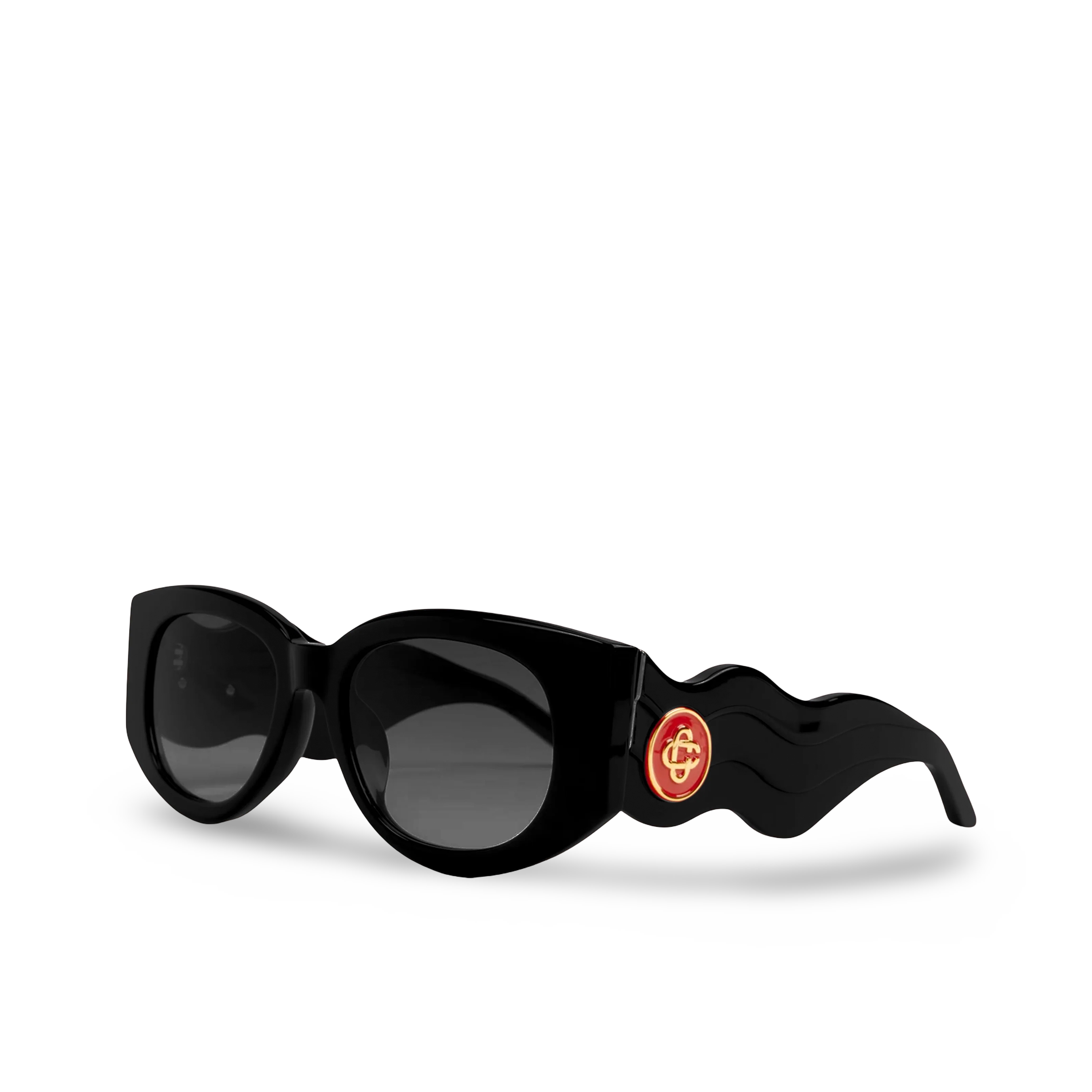 Gafas de Sol Negras Casablanca Hombre Acetato & Metal Oval Wave