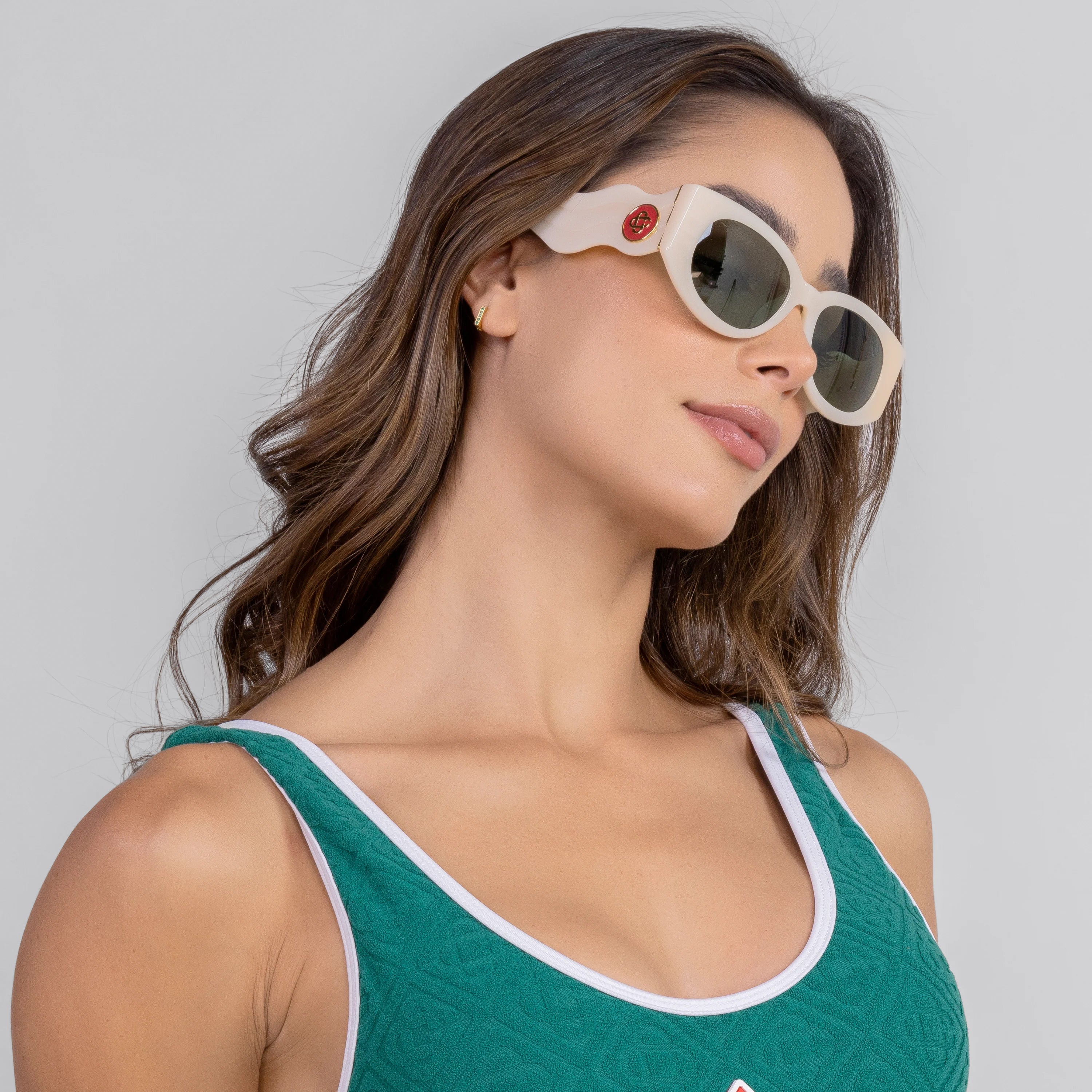 Gafas de Sol Blancas Casablanca Mujer Acetato & Metal Oval Wave