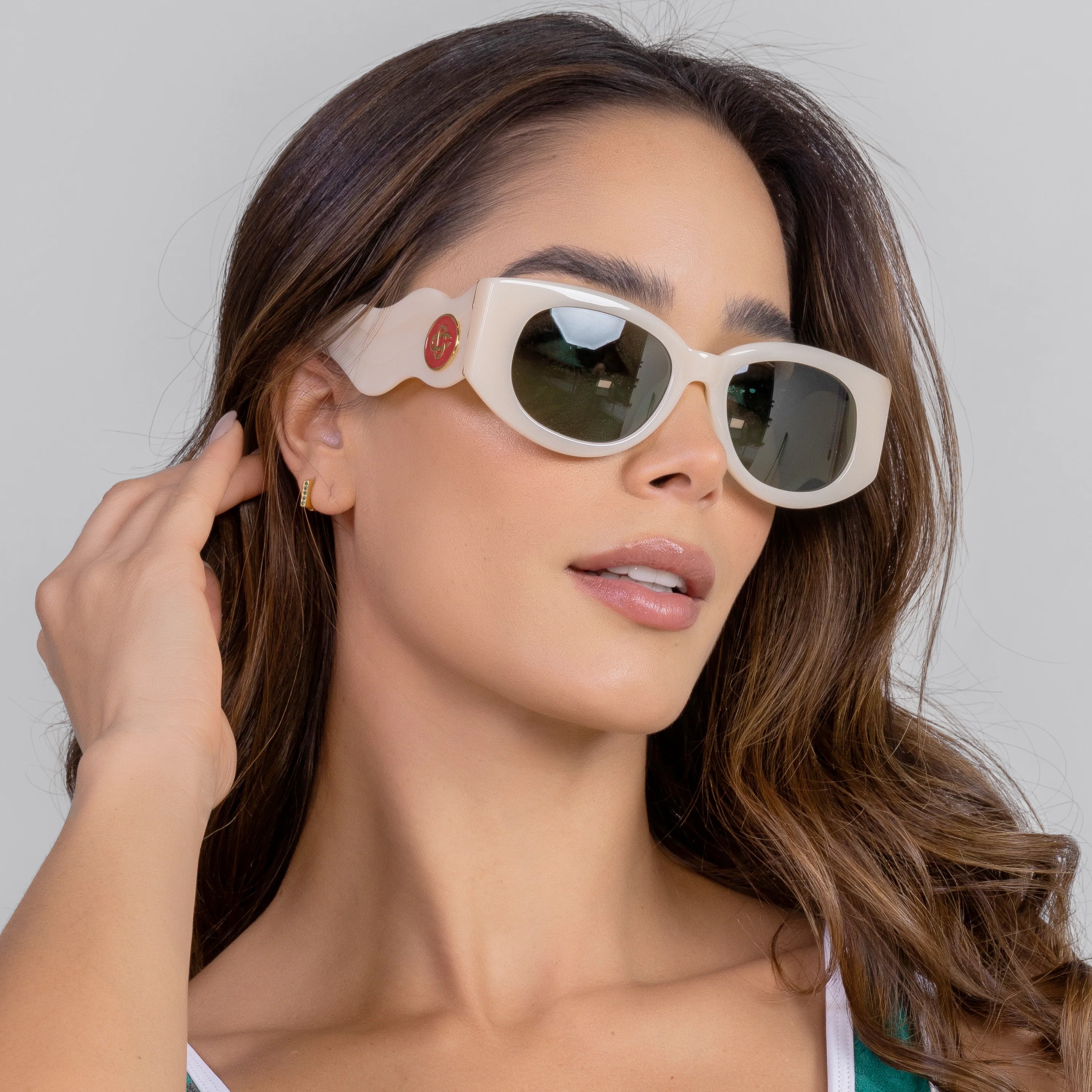 Gafas de Sol Blancas Casablanca Mujer Acetato & Metal Oval Wave