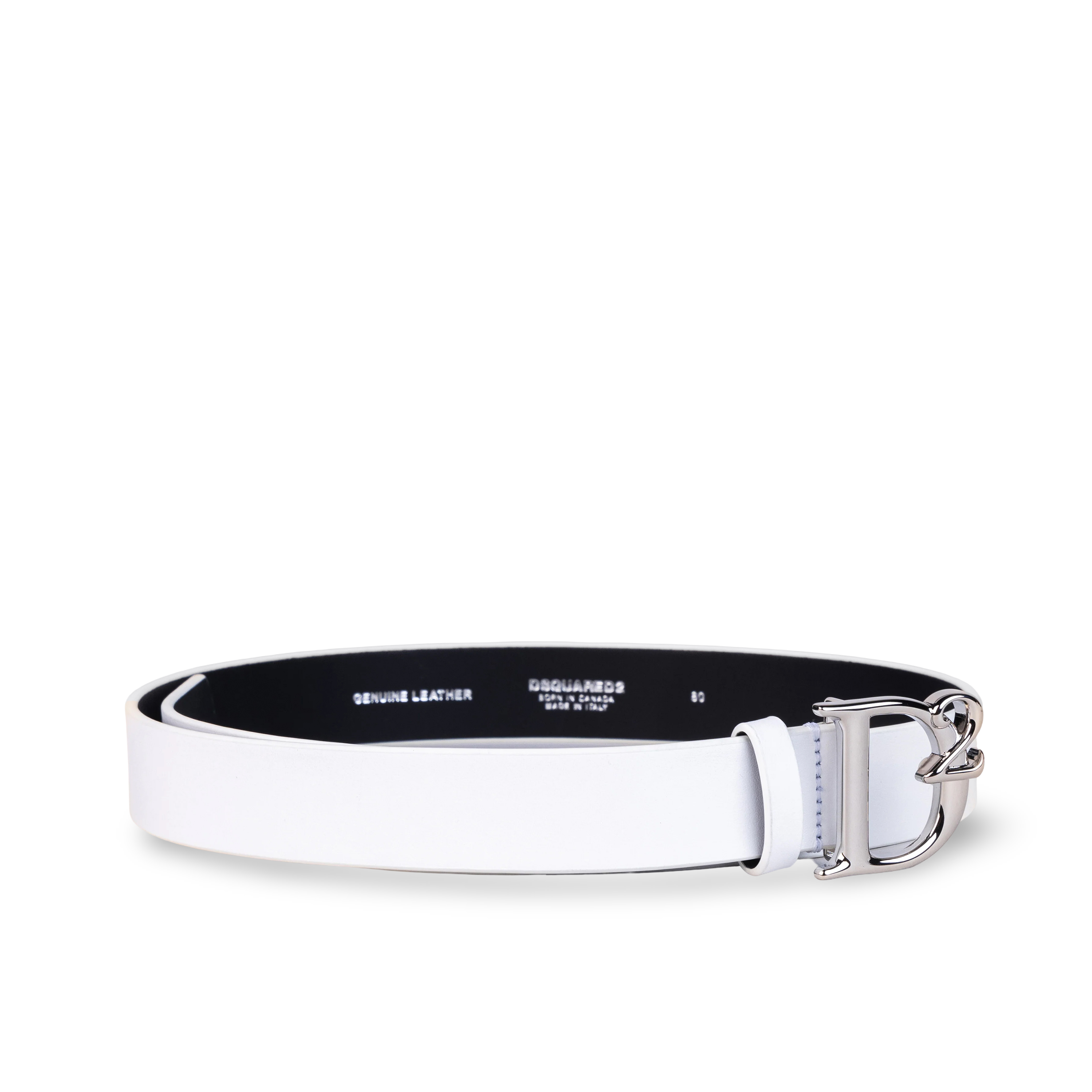 Cinturón Blanco Dsquared2 Placa Plateada