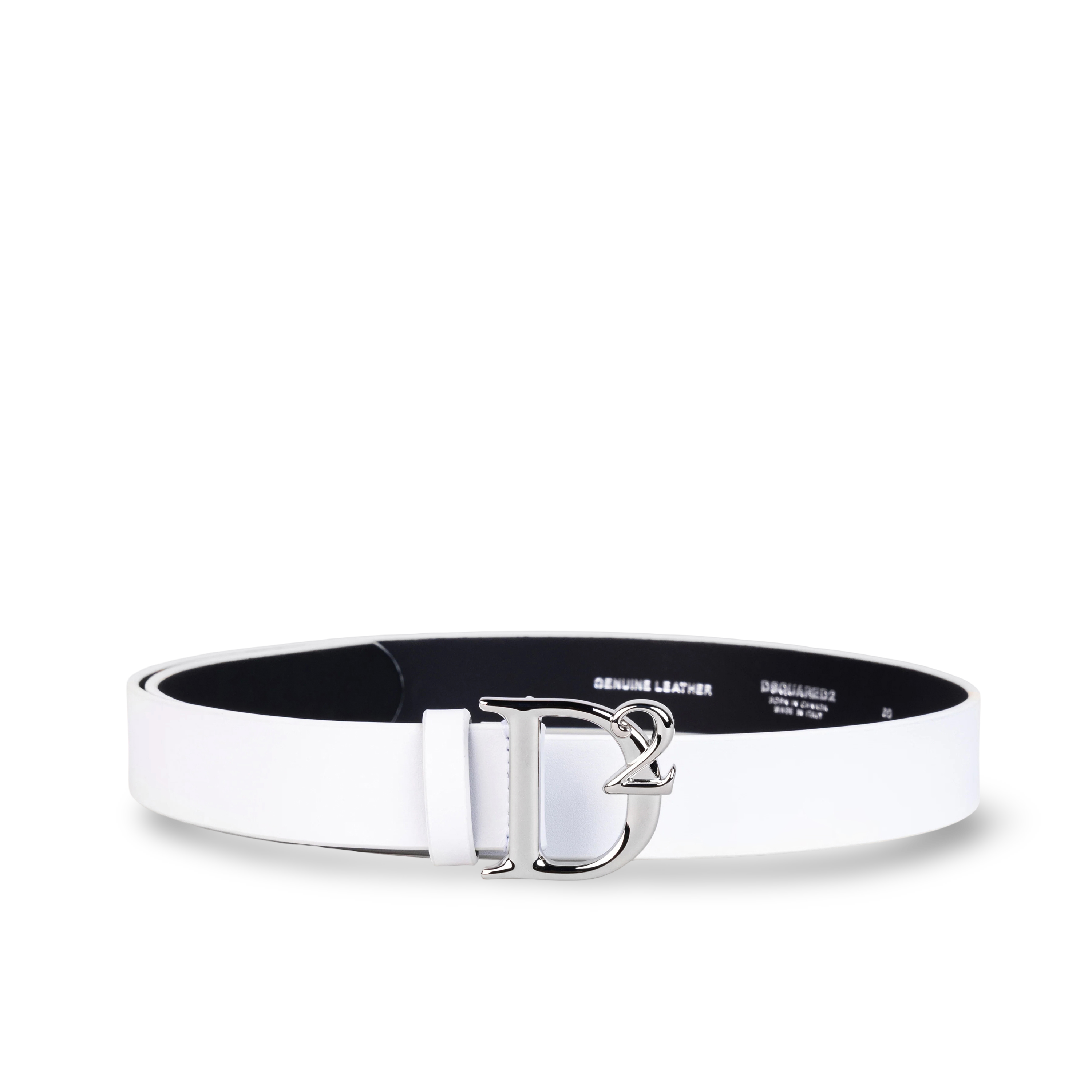 Cinturón Blanco Dsquared2 Placa Plateada