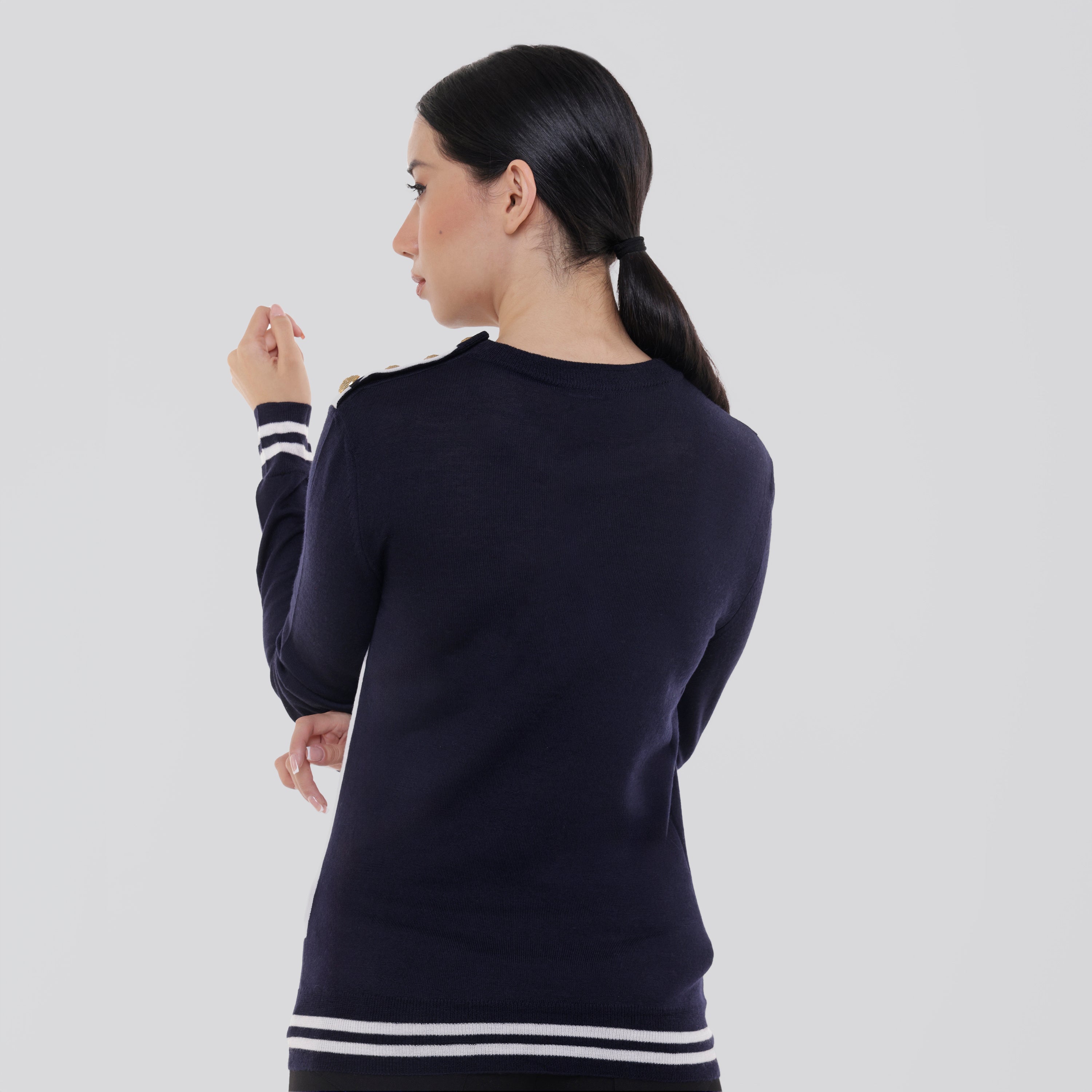 Buzo Azul Balmain Shoulder Bottoms