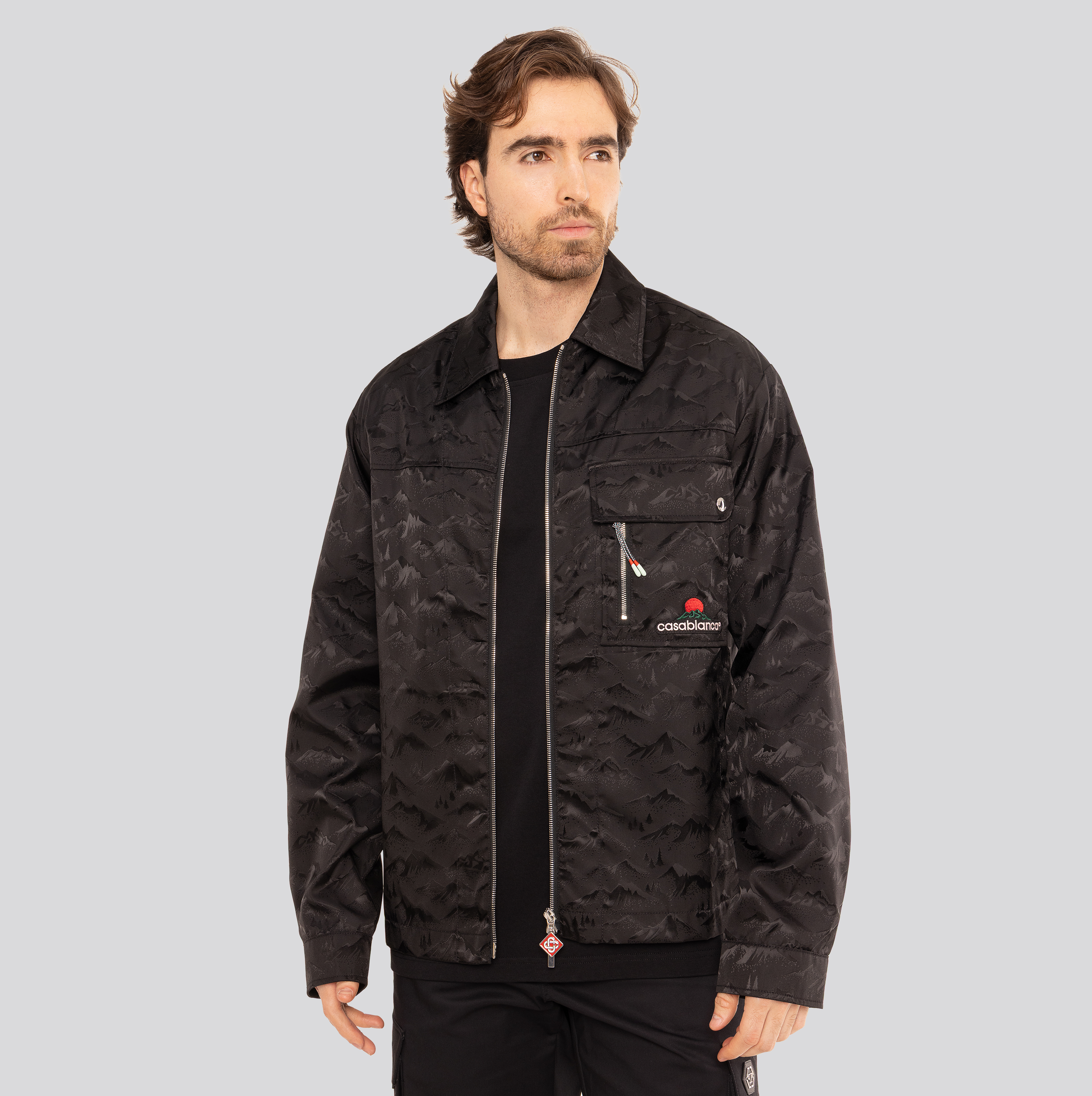 Camisa Negra Casablanca Mountain Camo Zip