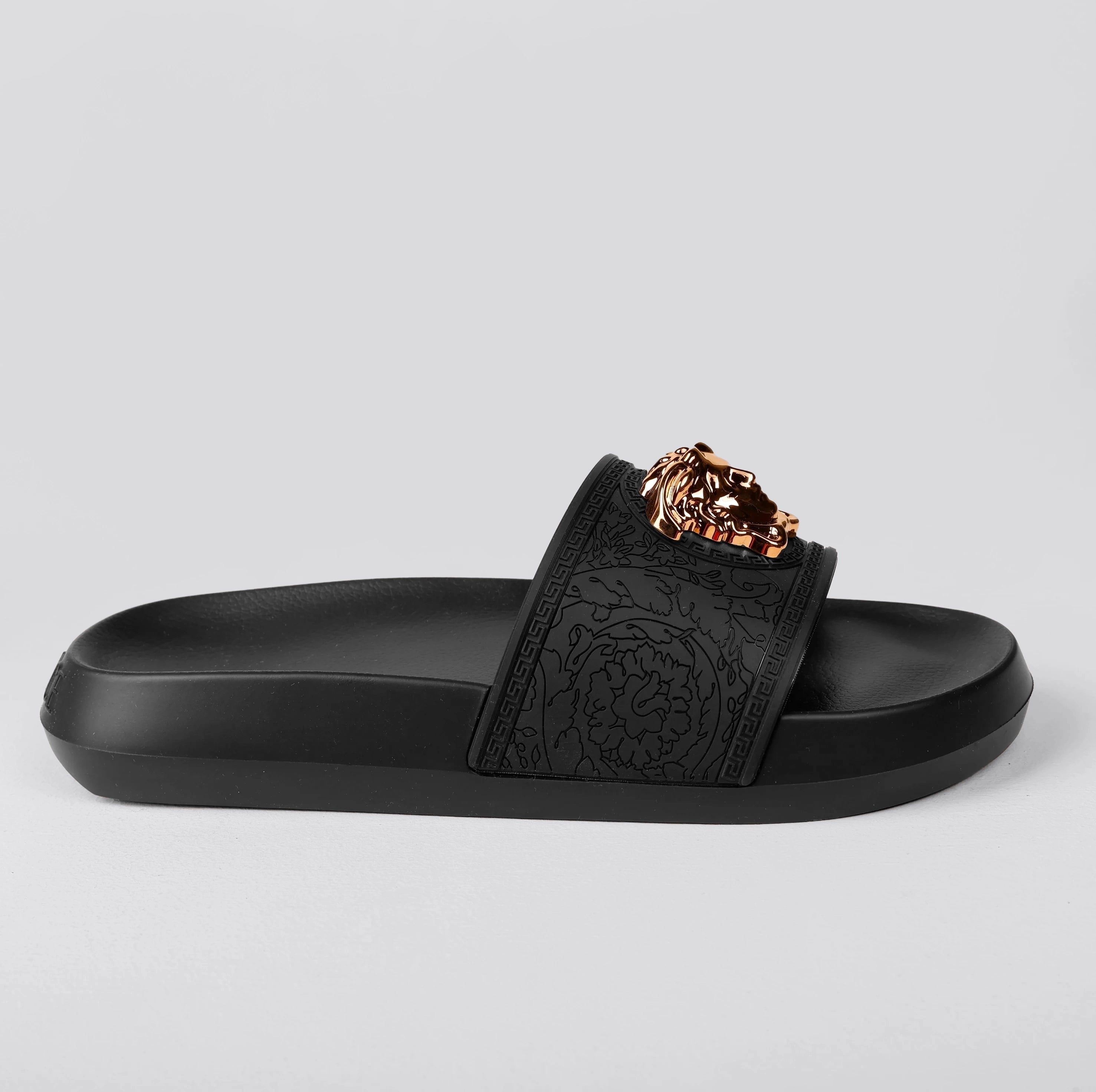 Sandalias Negras Versace Gold Medusa