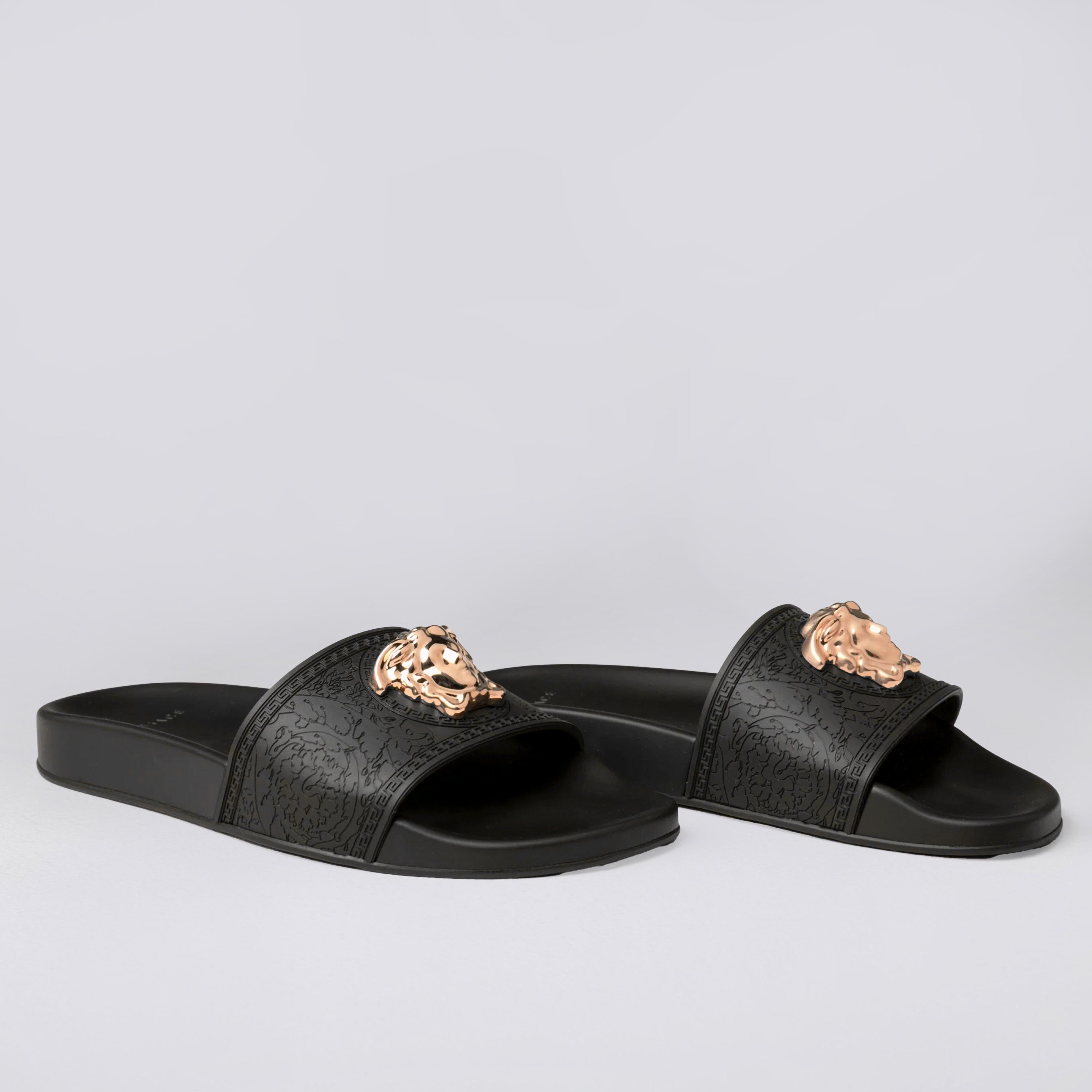 Sandalias Negras Versace Dorada Medusa