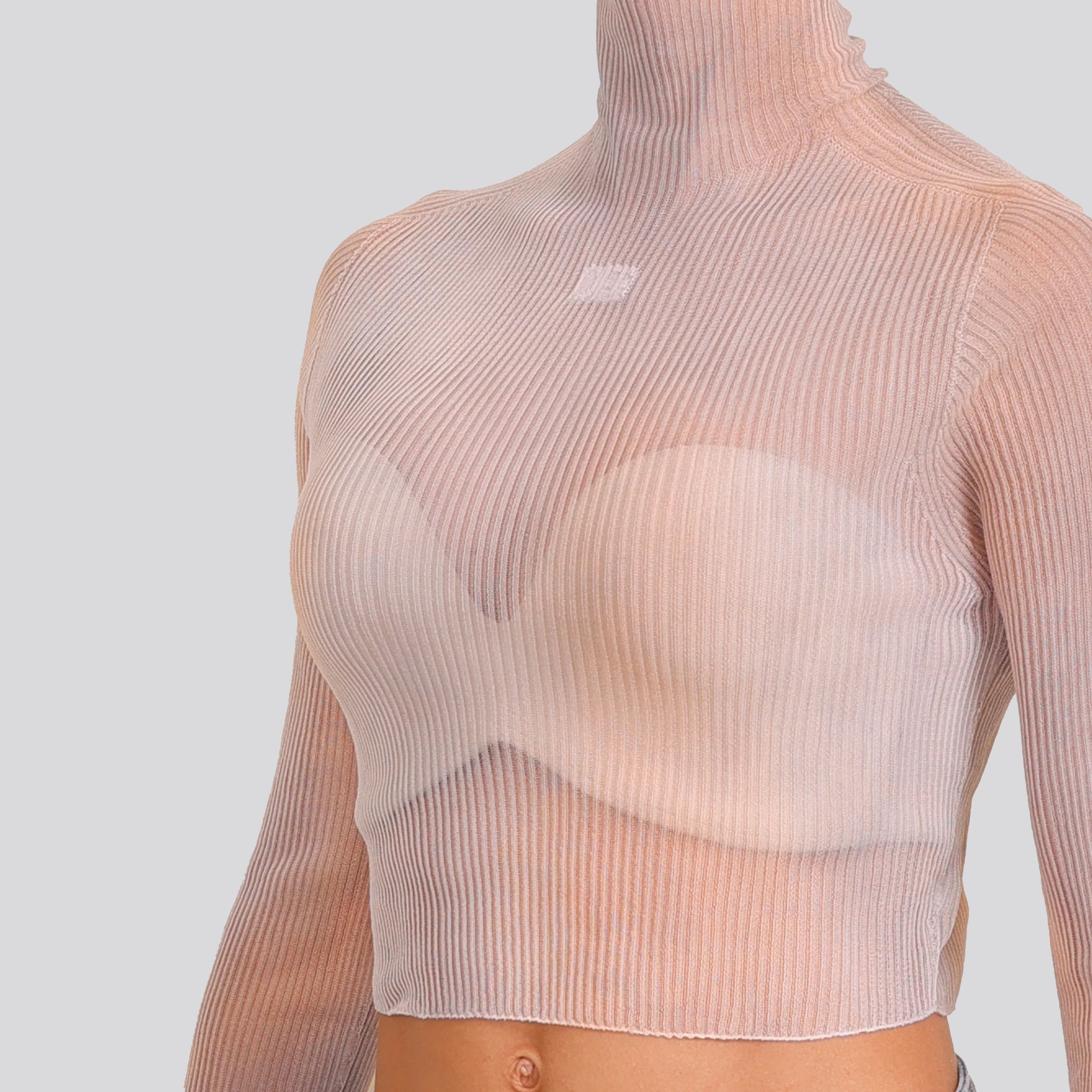 Top Camel Off-White Turtle Neck