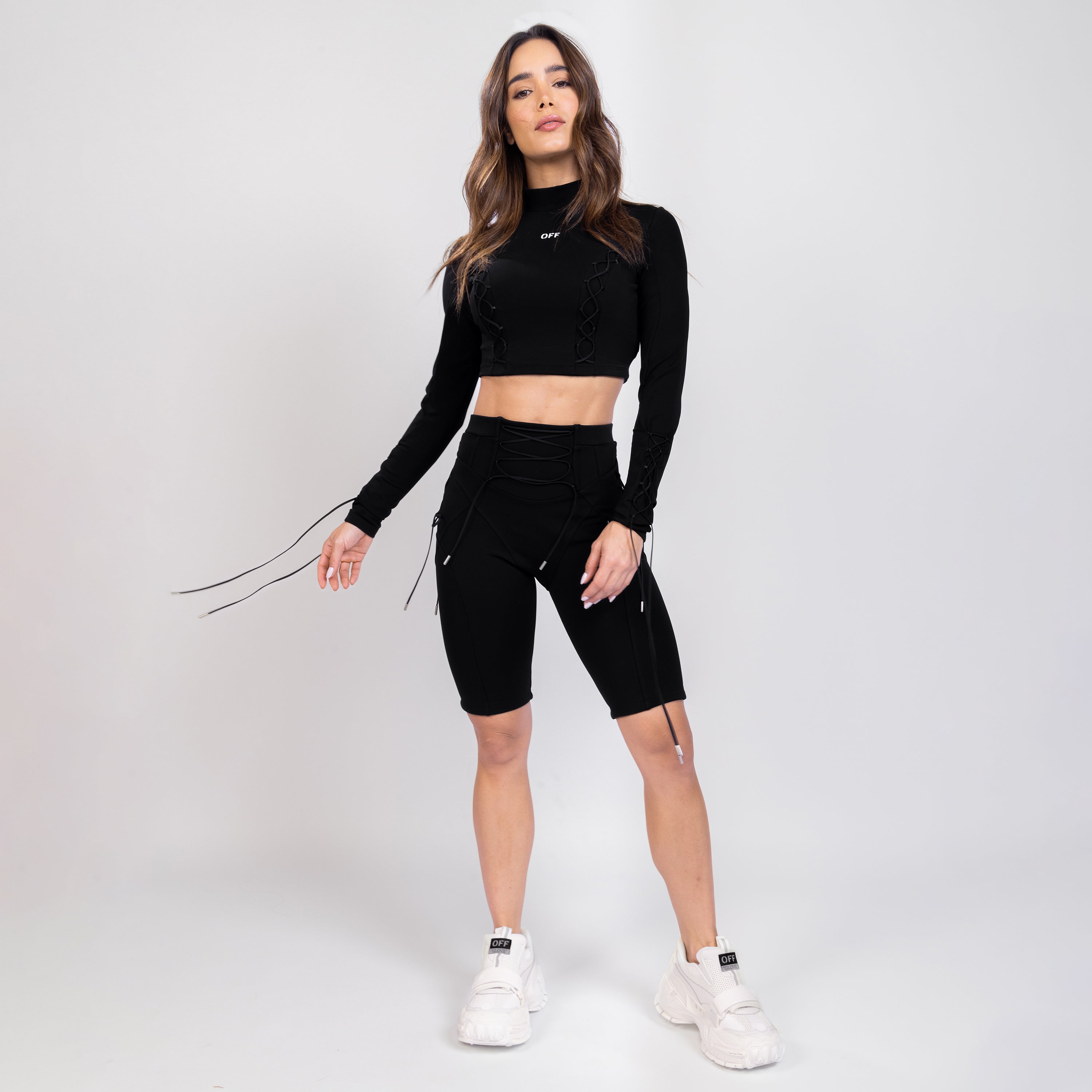 Shorts Negro Off-White Laceup Side Cyclist