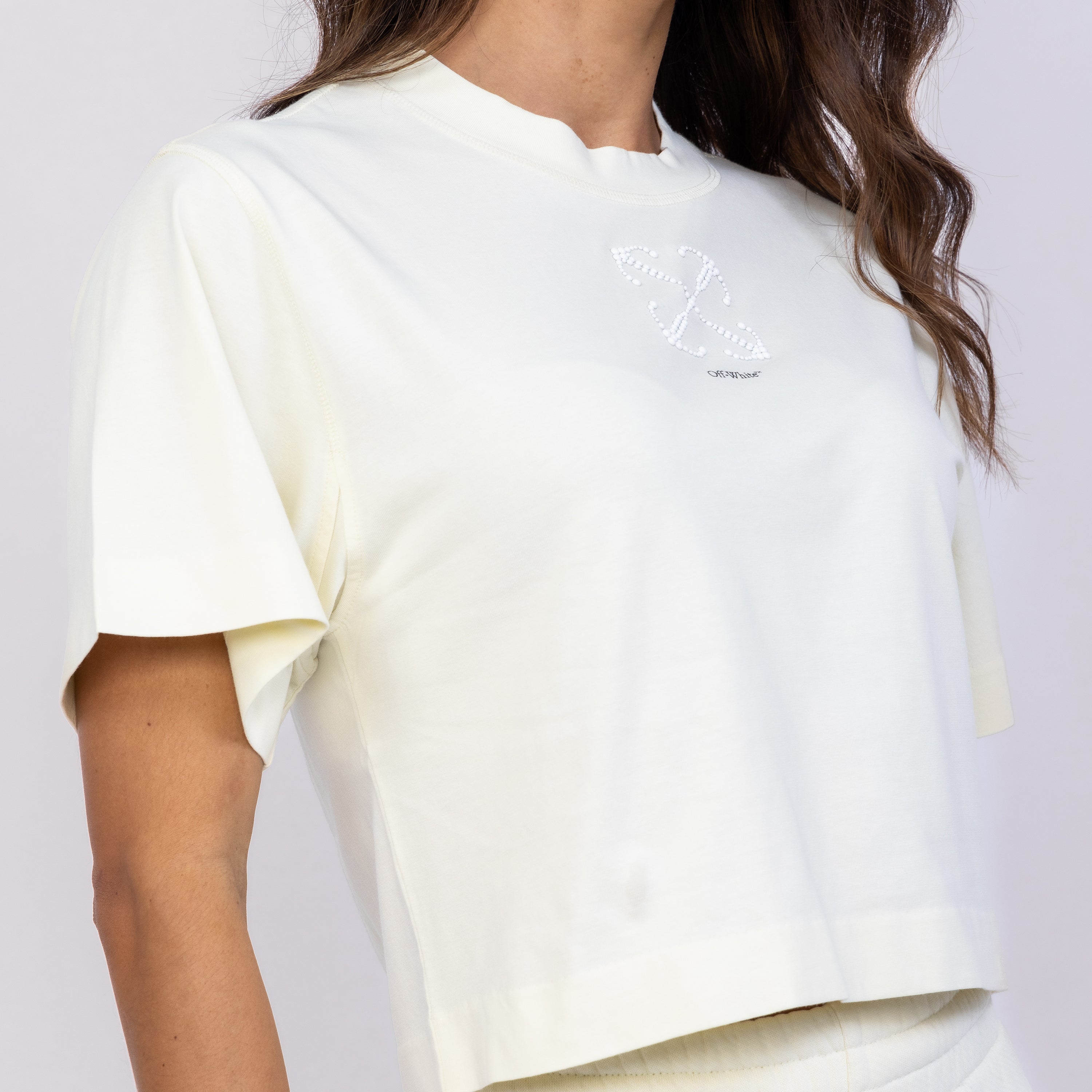 Camiseta Beige Off-White Arrow Pearls