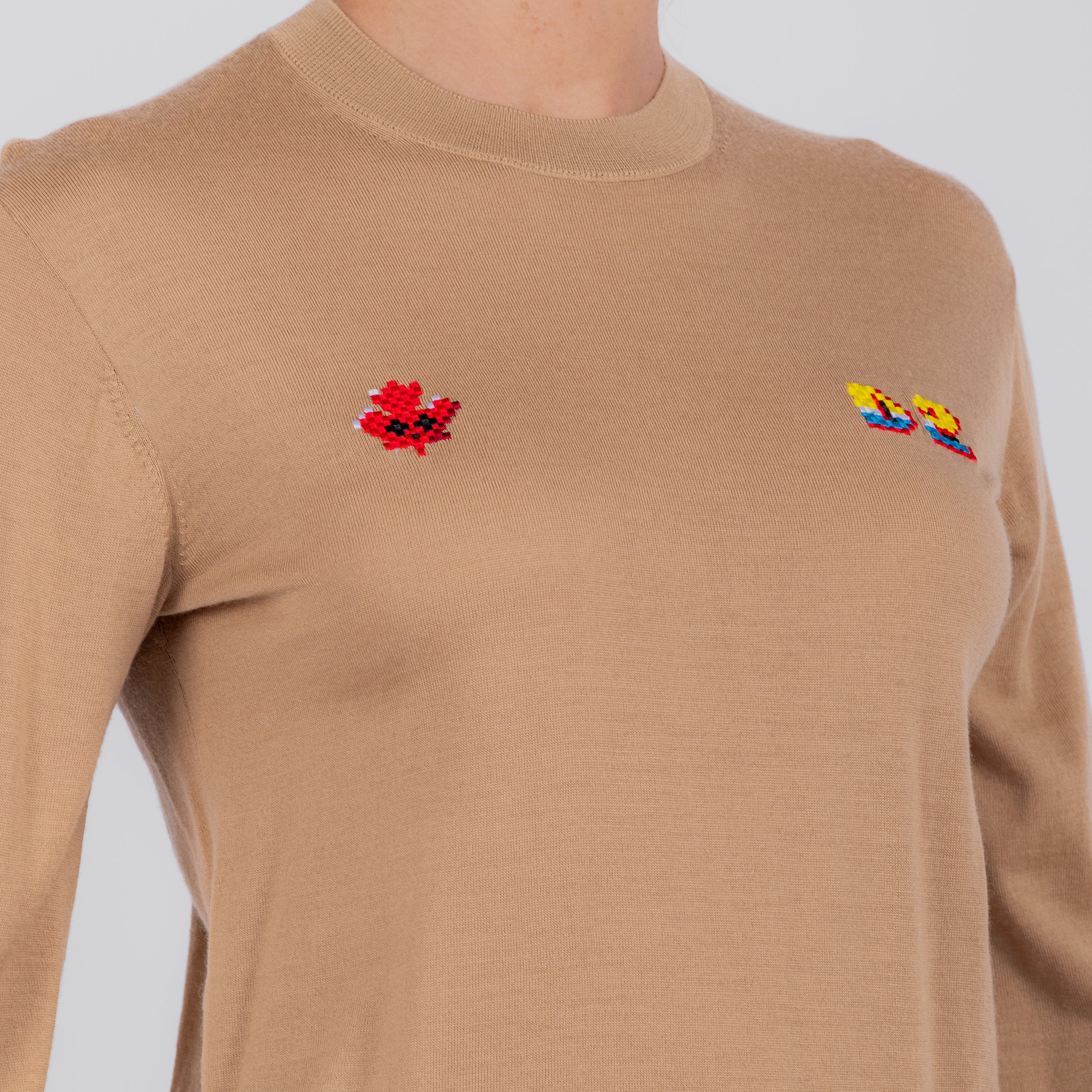 Suéter Beige Dsquared2 Knit Logo Embroidered