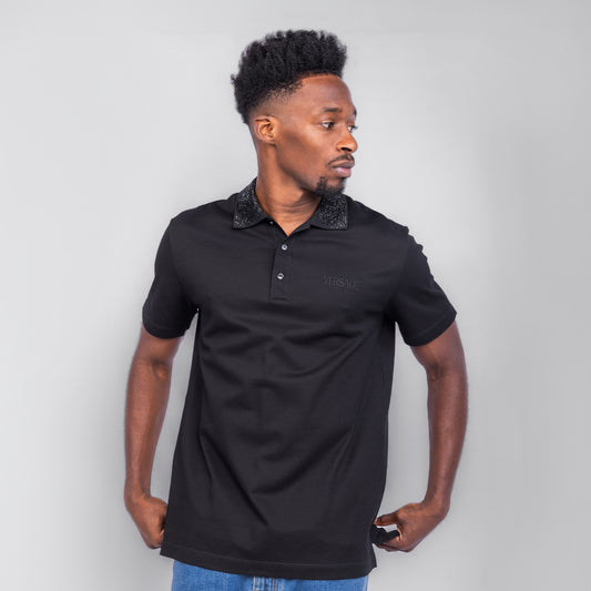 Camiseta Tipo Polo Negra Versace Rhinestone