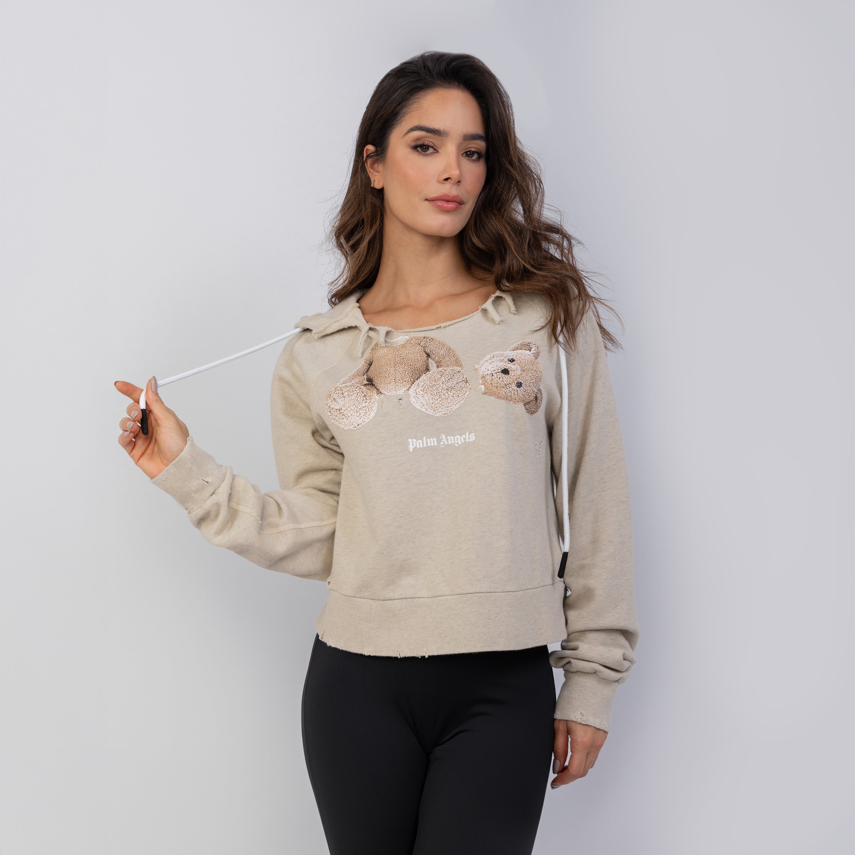 Buzo Tipo Hoodie Beige Palm Angels Ripped