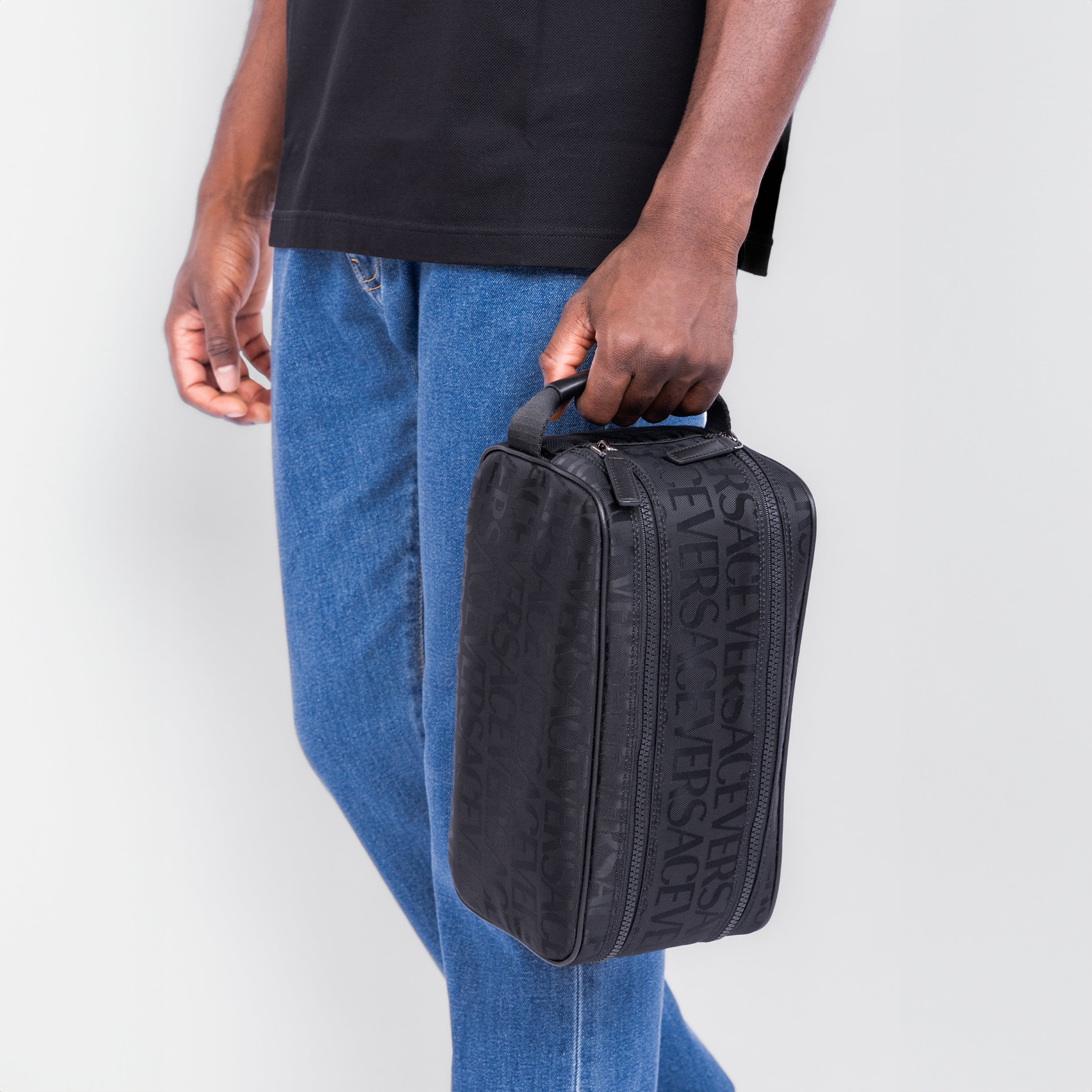 Bolso Neceser Negro Negro Versace Monogram