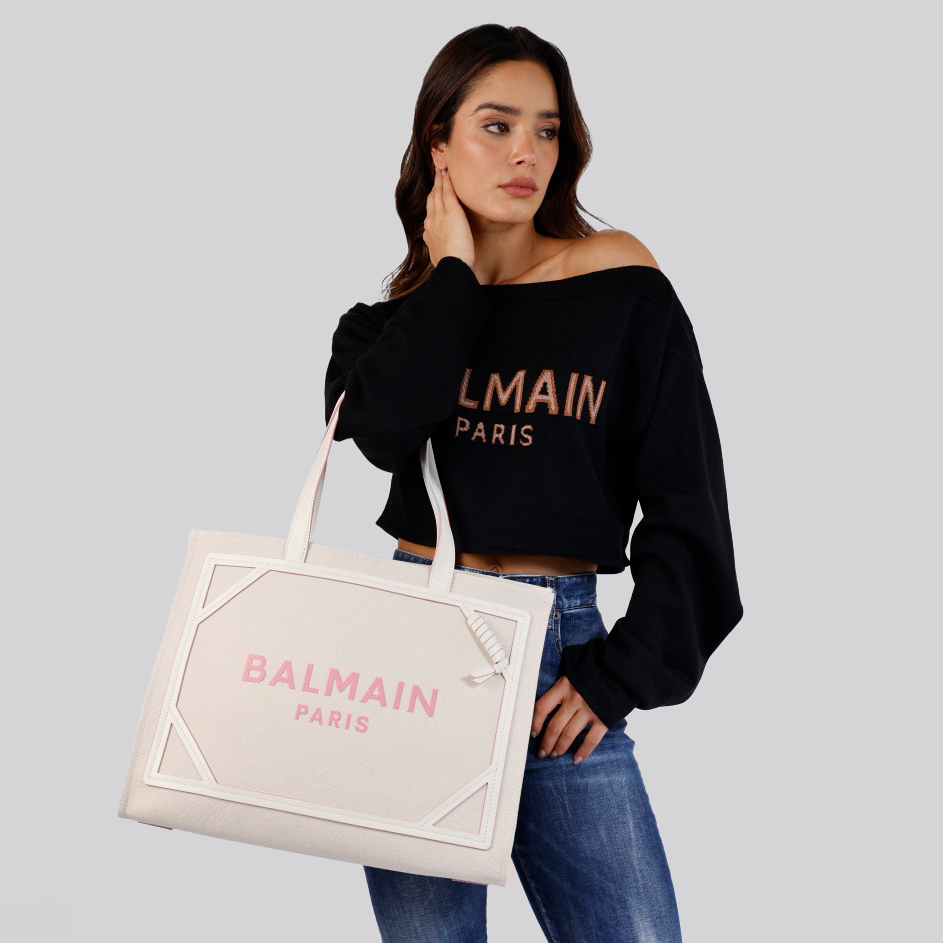 Cartera Beige Balmain B-Army Shopper Medium