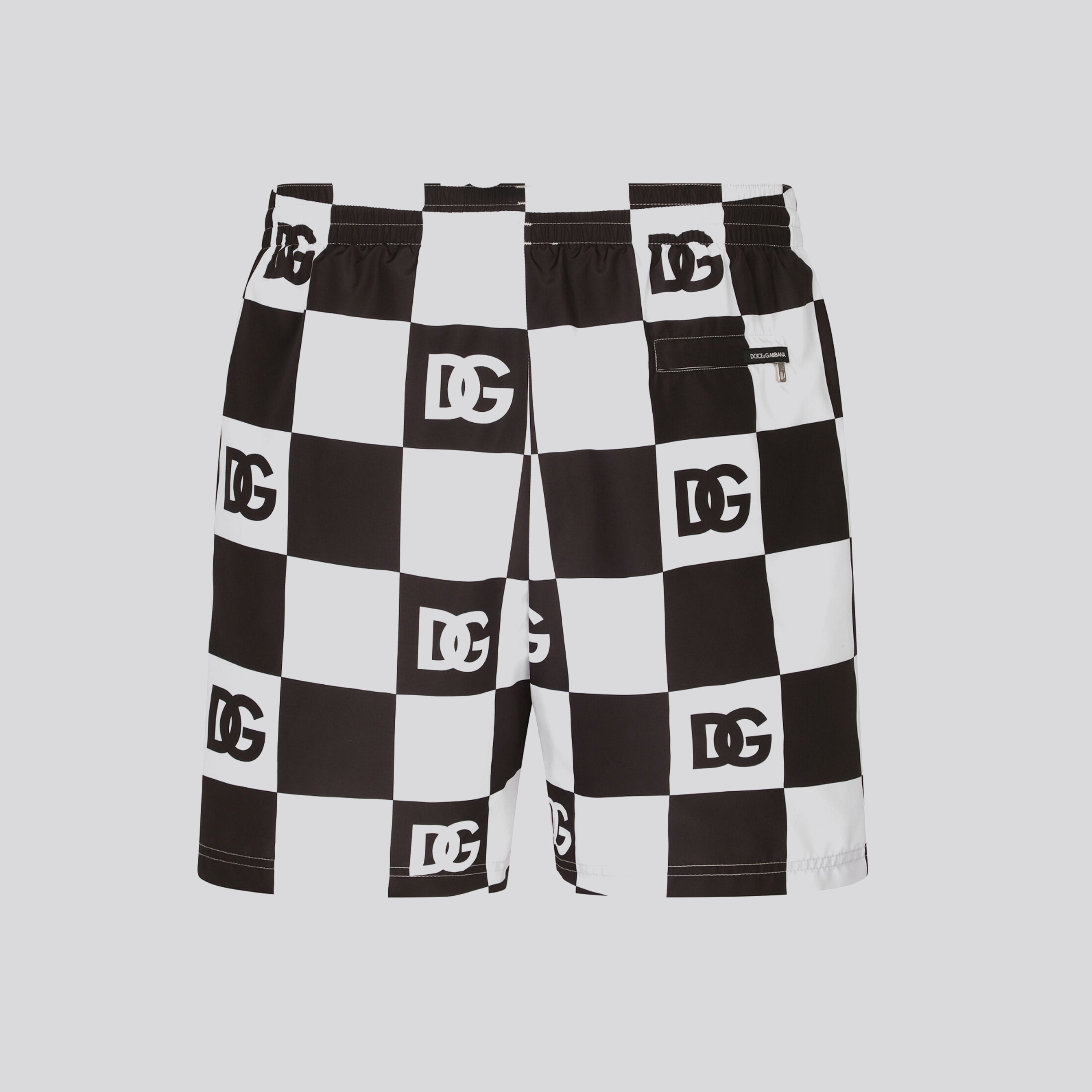 Pantaloneta Negra Dolce & Gabbana Check Print