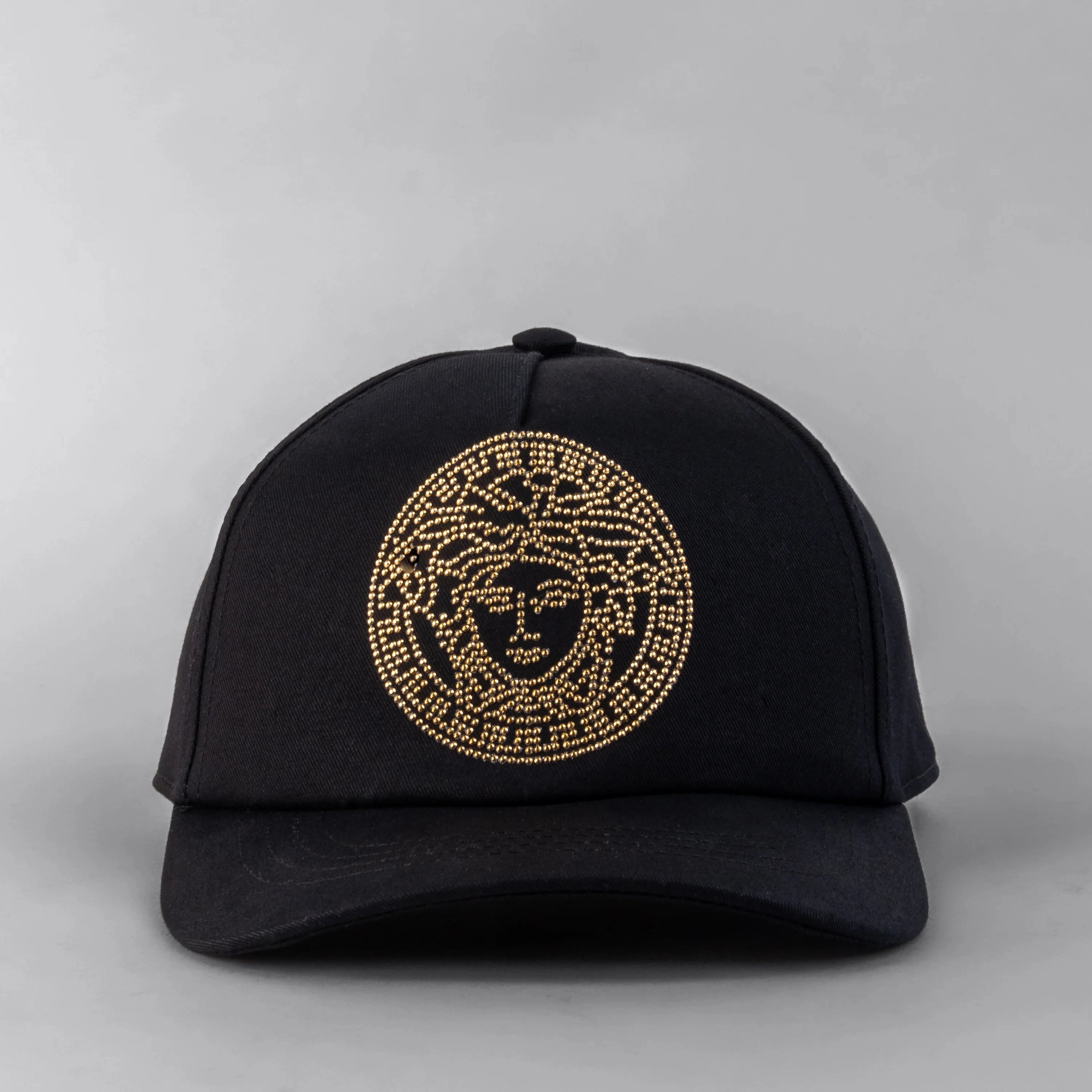 Gorra Negra Versace Rhinestones Medusa