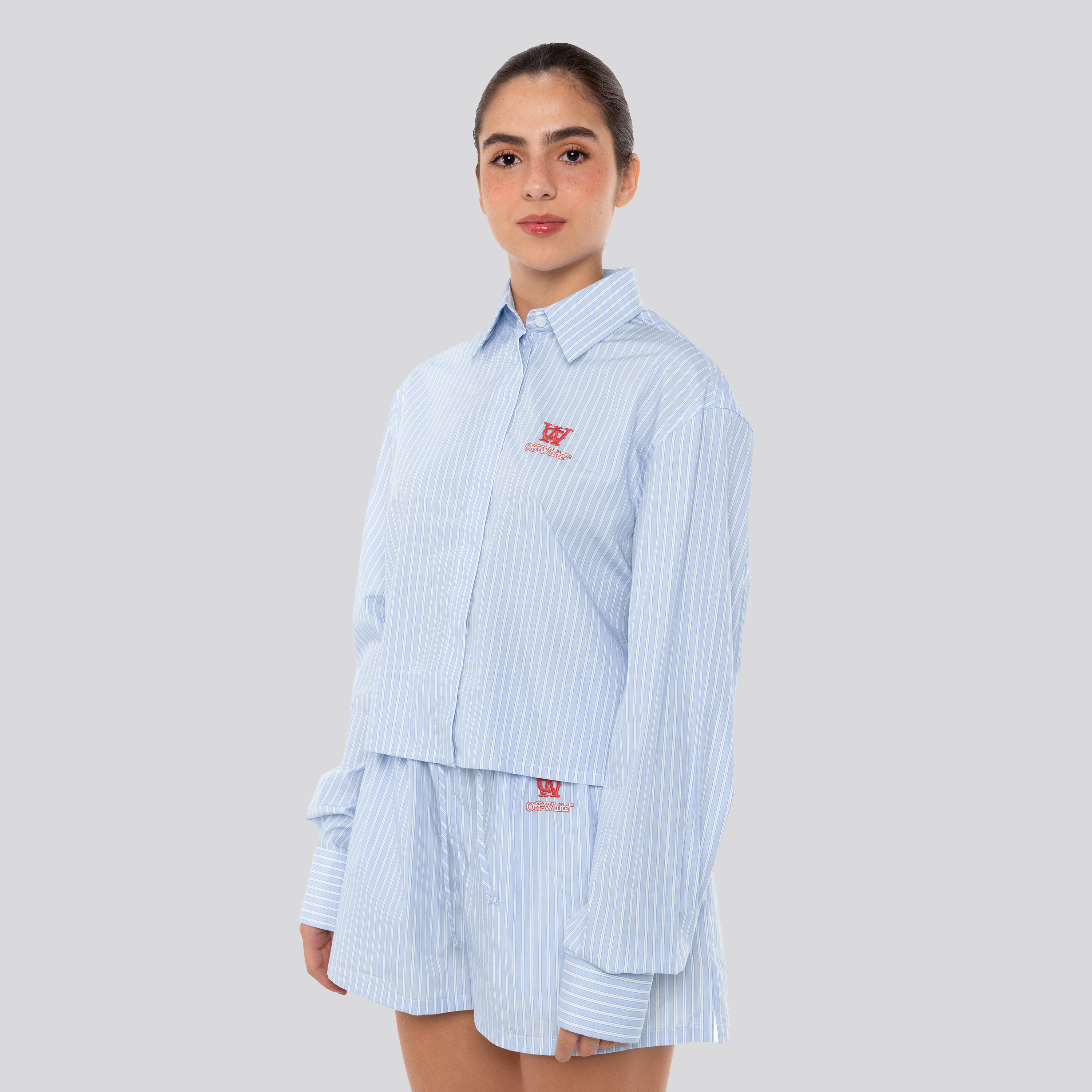 Camisa Celeste Off-White Poplin
