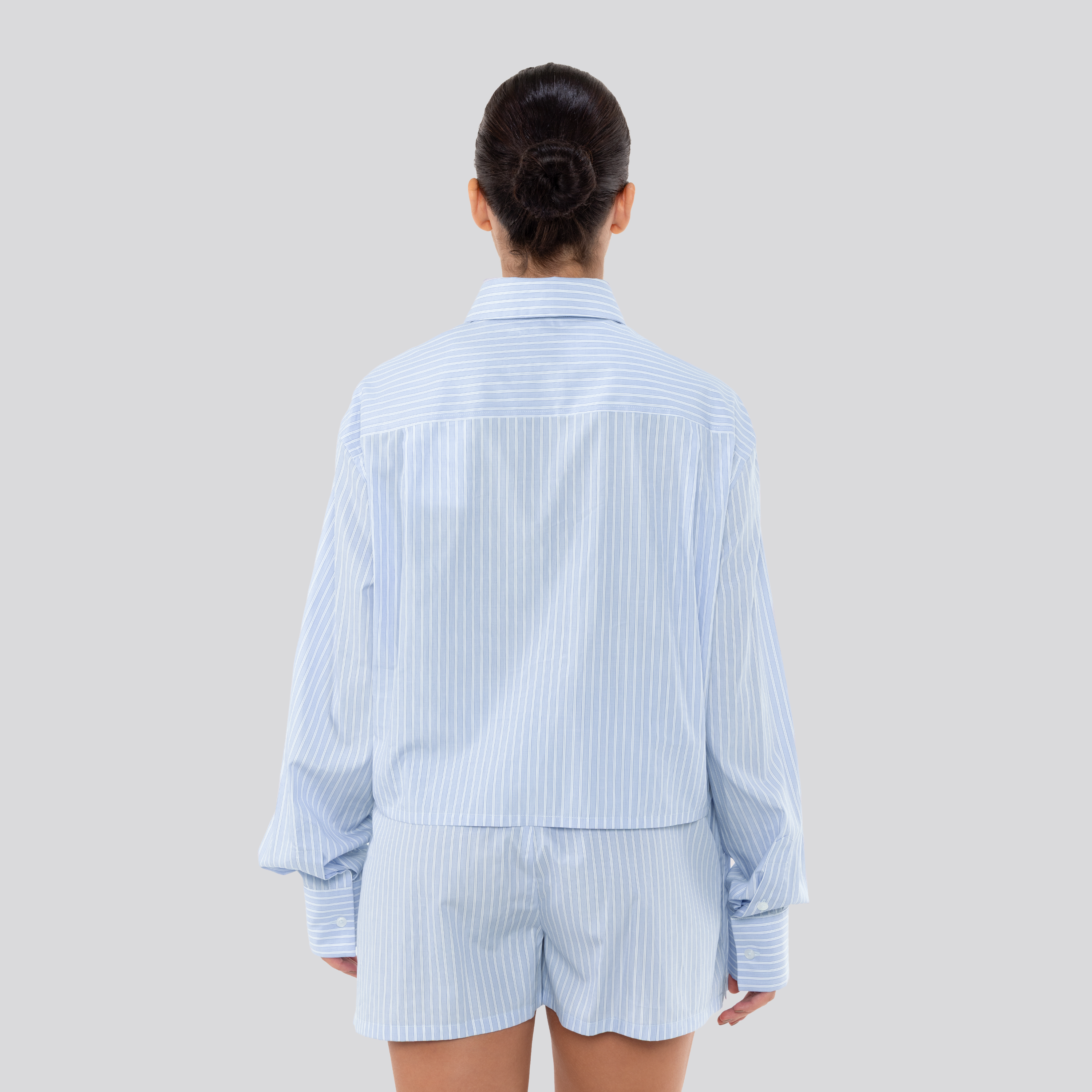 Camisa Celeste Off-White Poplin