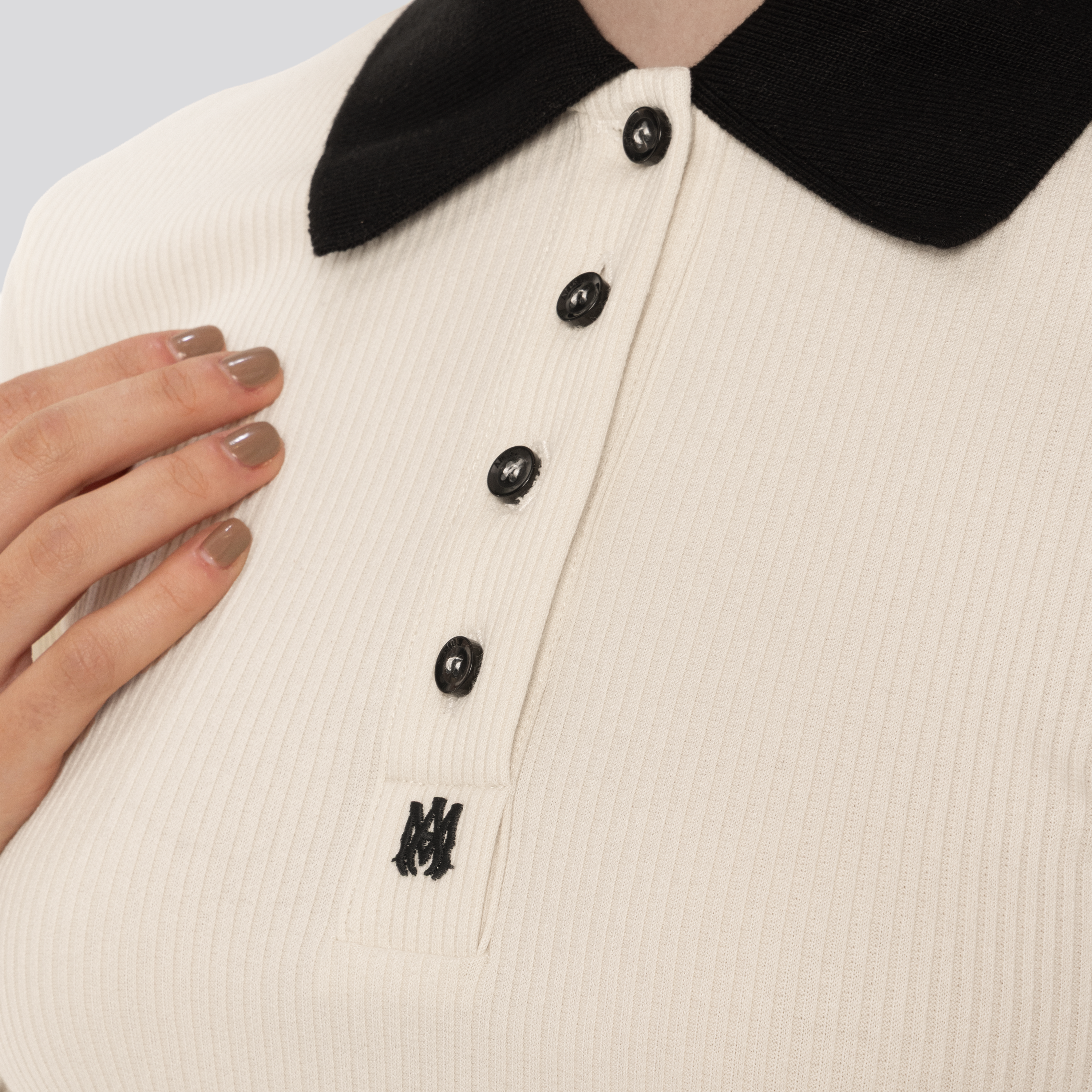 Camiseta Tipo Polo Beige AMIRI MA LS