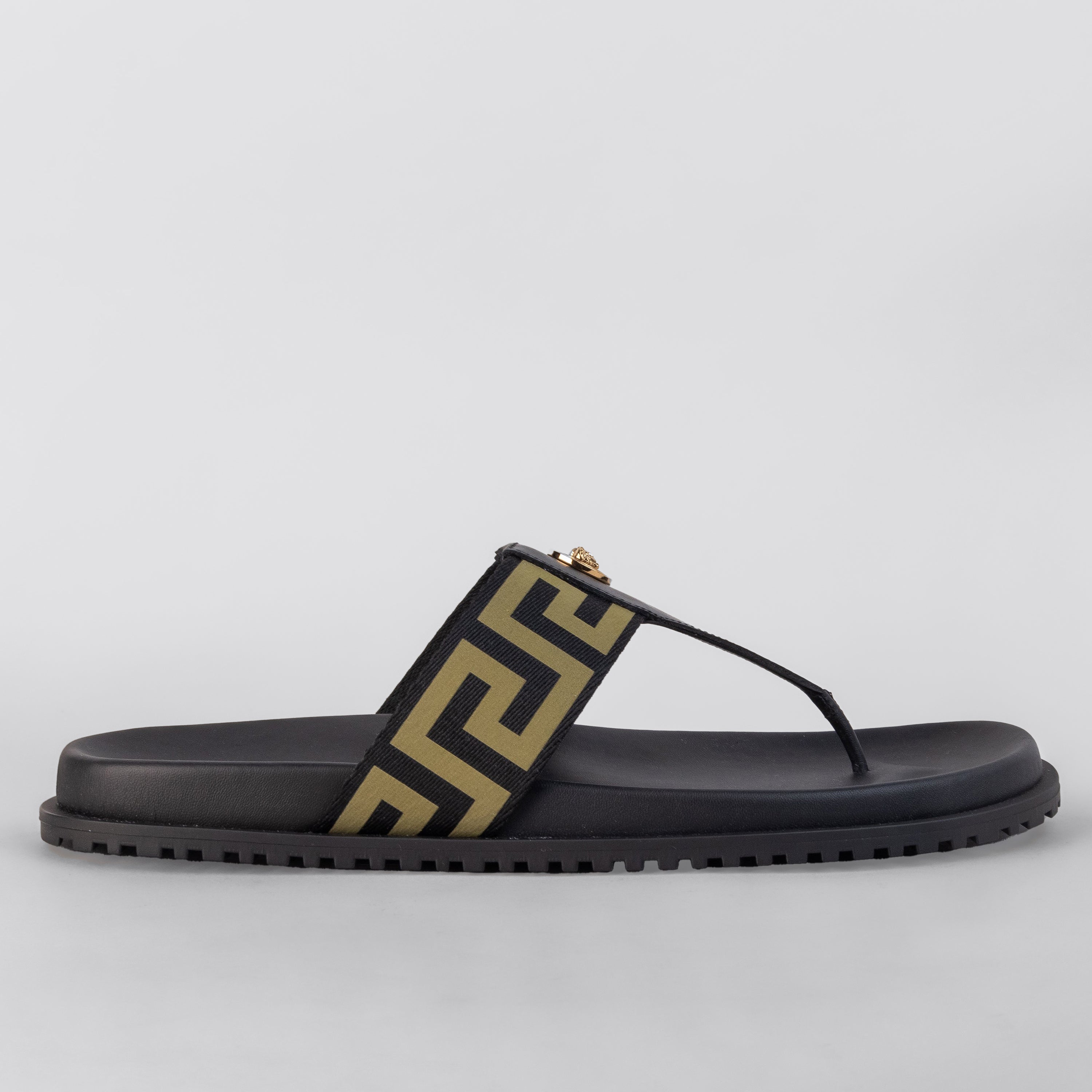 Sandalias Negras Beige Versace Greca