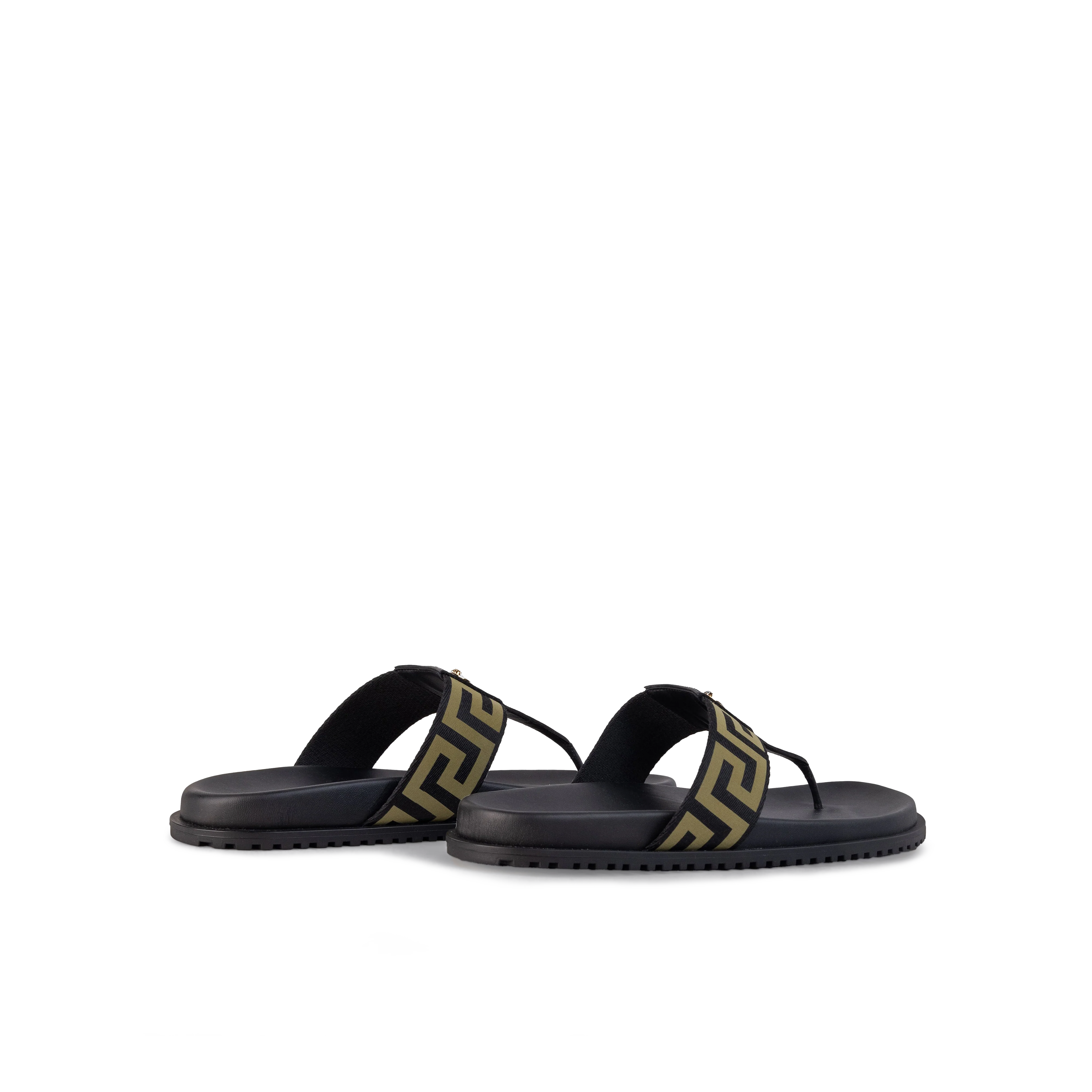 Sandalias Negras Beige Versace Greca