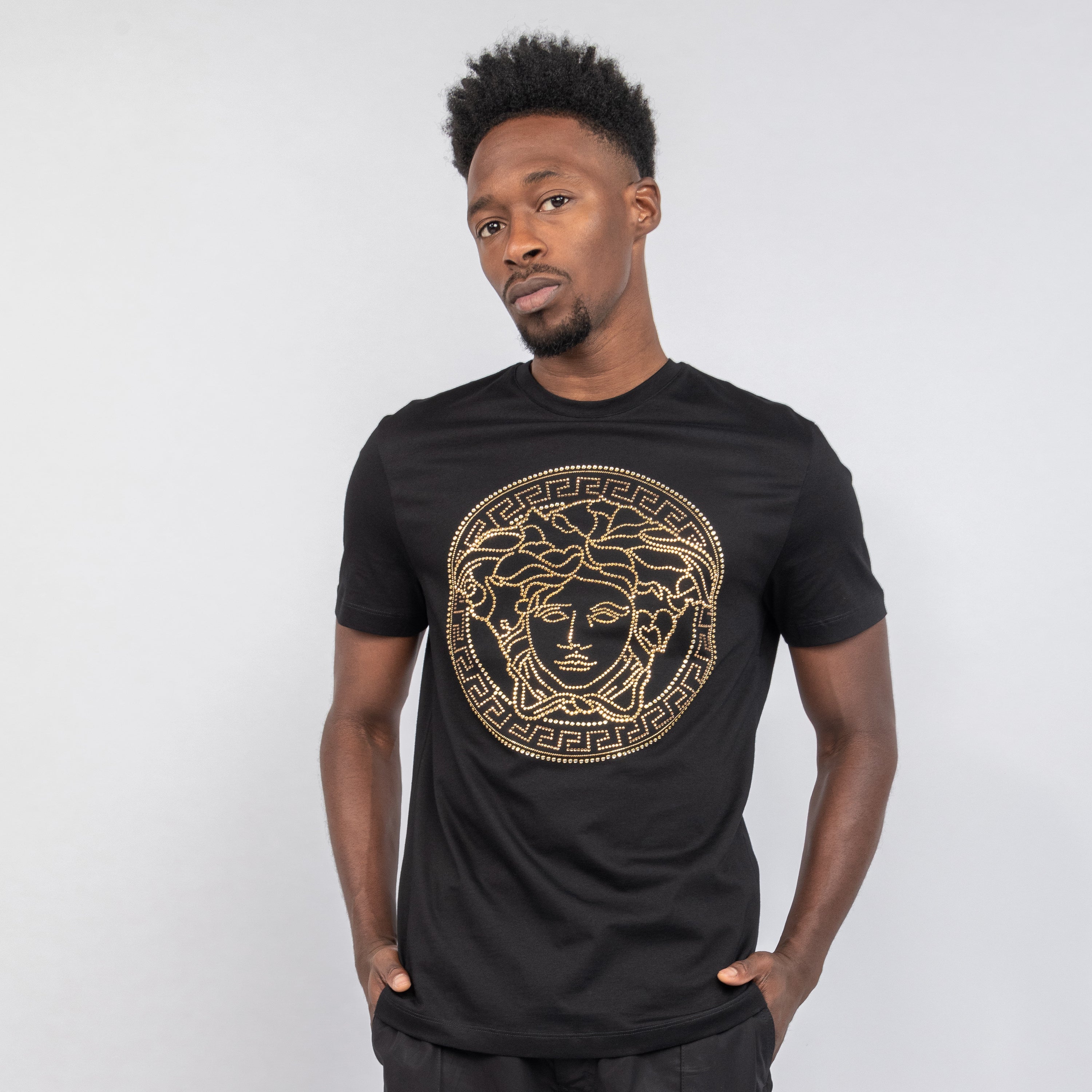 Camiseta negra versace new arrivals