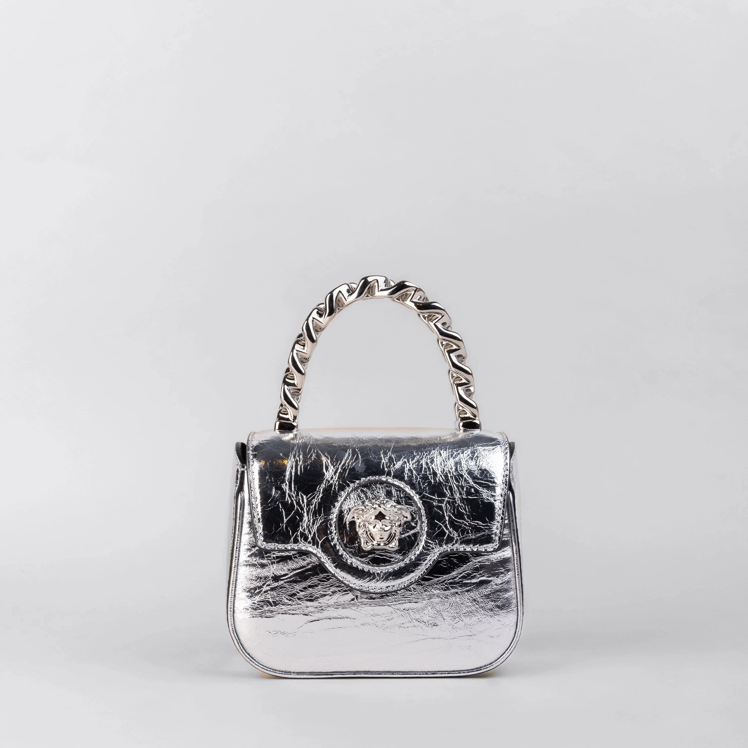 Cartera Plateado Versace Bag Silver La Medusa Metallic