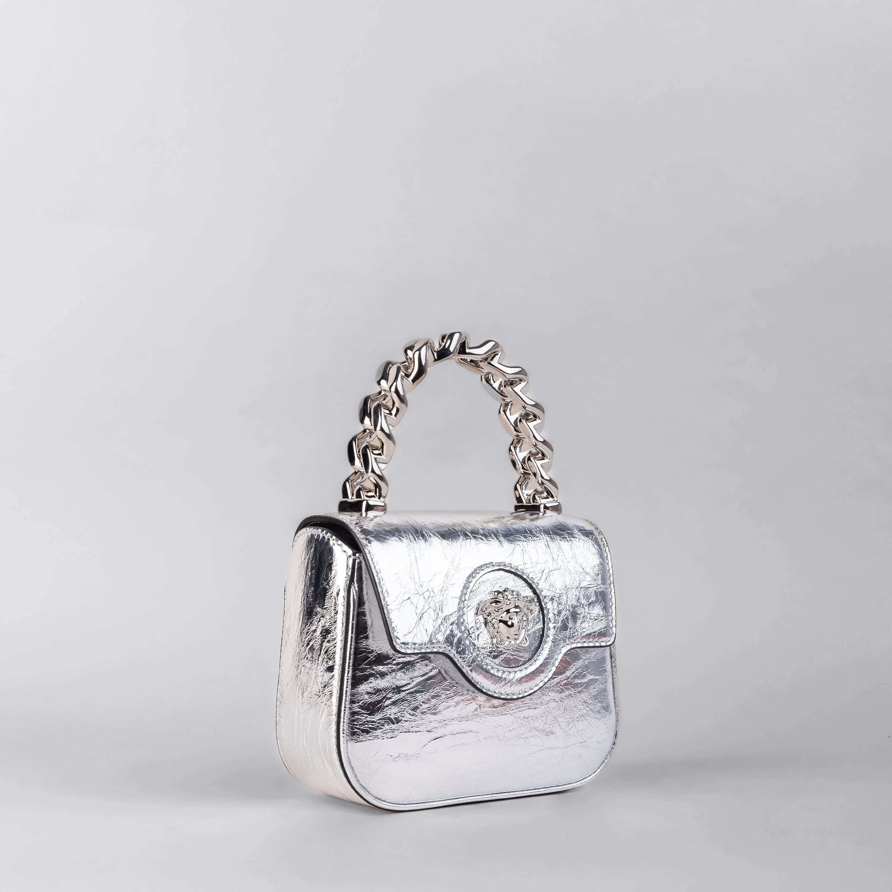 Cartera Plateado Versace Bag Silver La Medusa Metallic