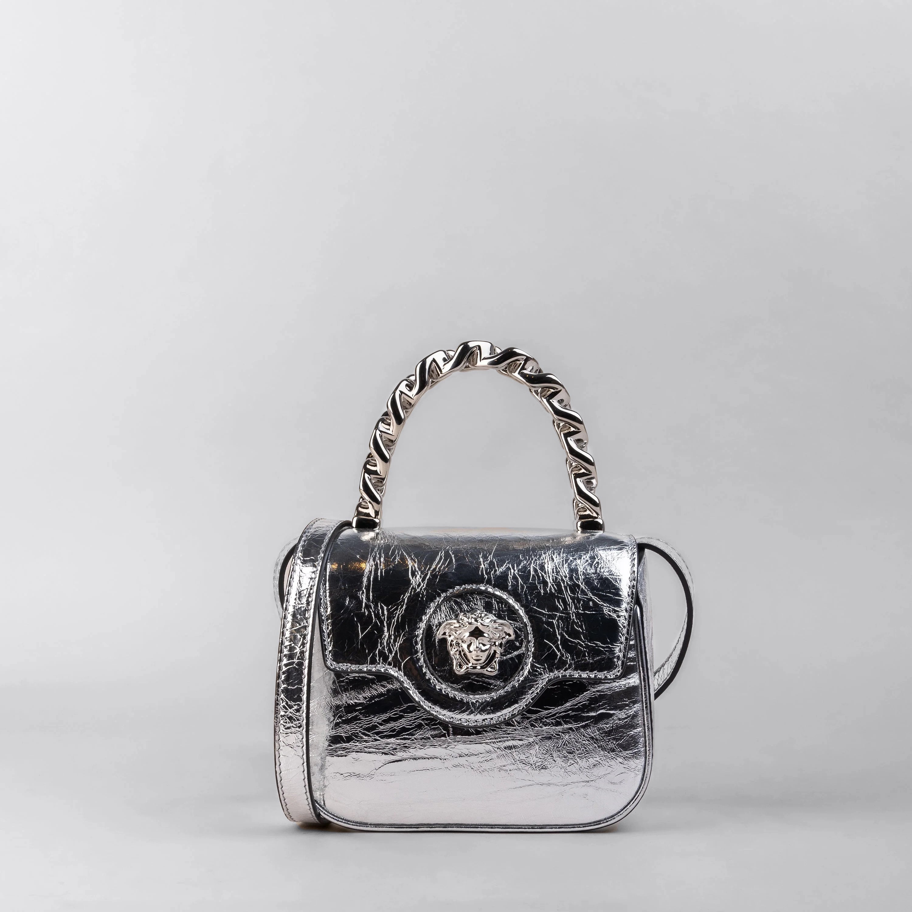 Cartera Plateado Versace Bag Silver La Medusa Metallic