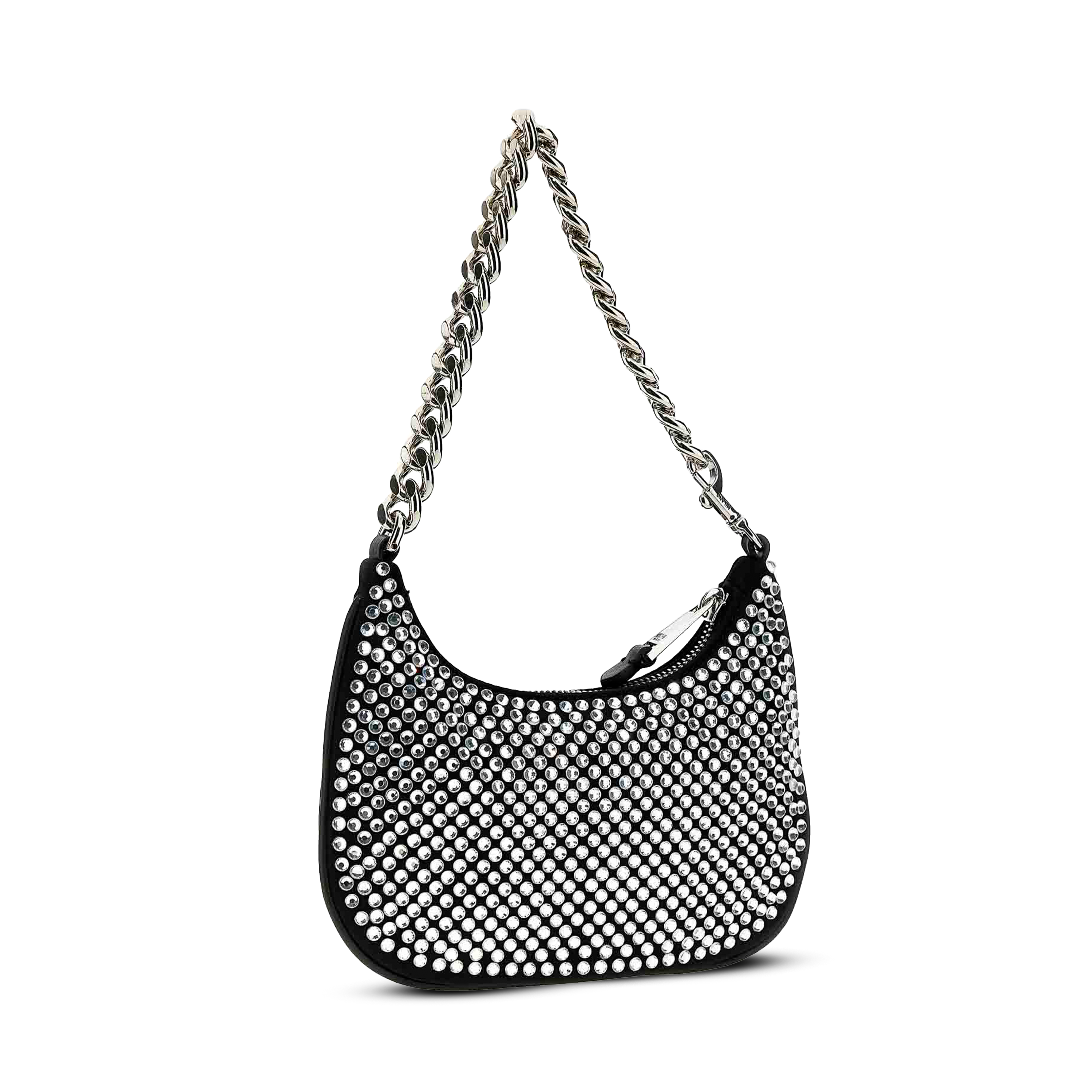 Cartera Negra Moschino Logo Rihenstones