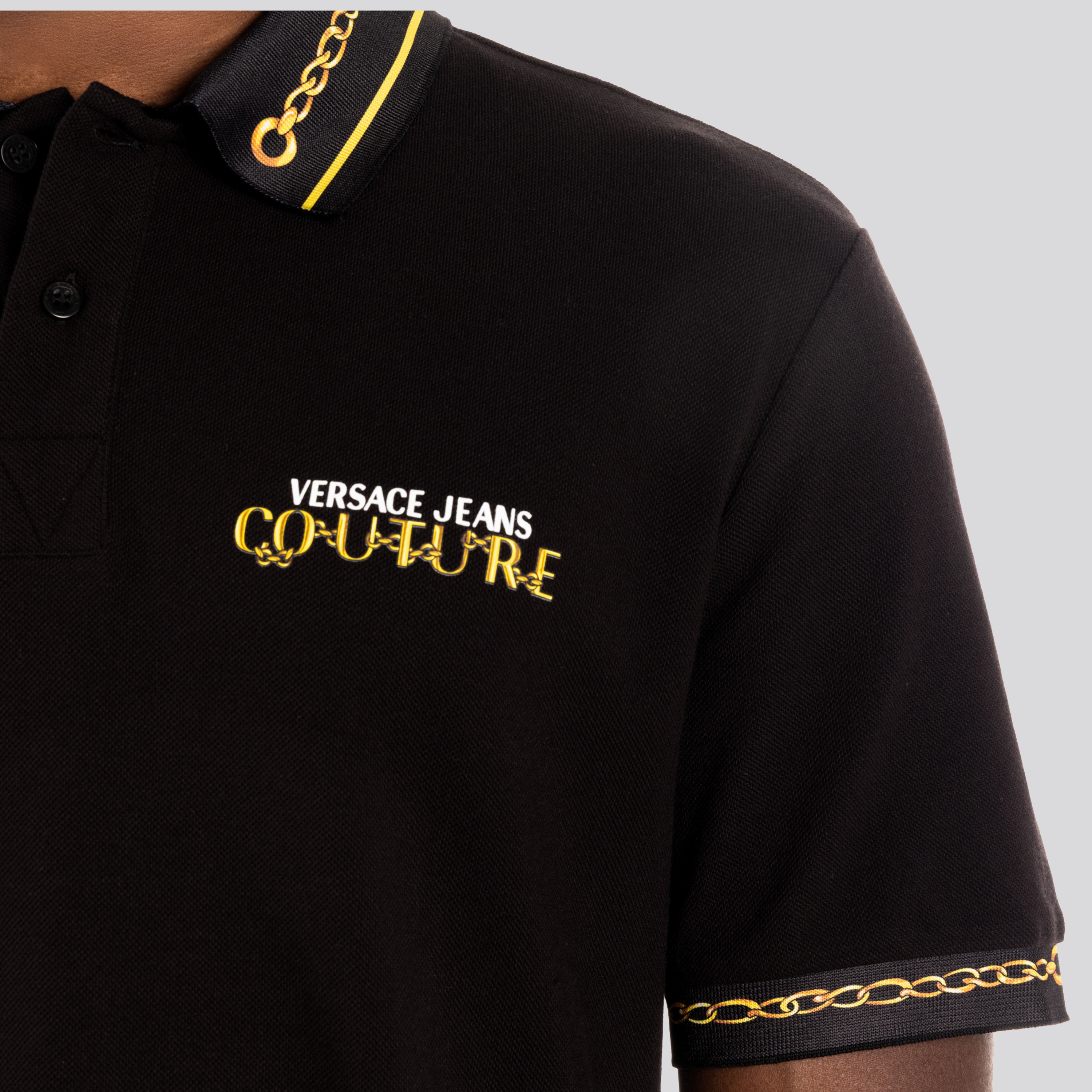 Camiseta Tipo Polo Negra Versace Jeans Couture Logo