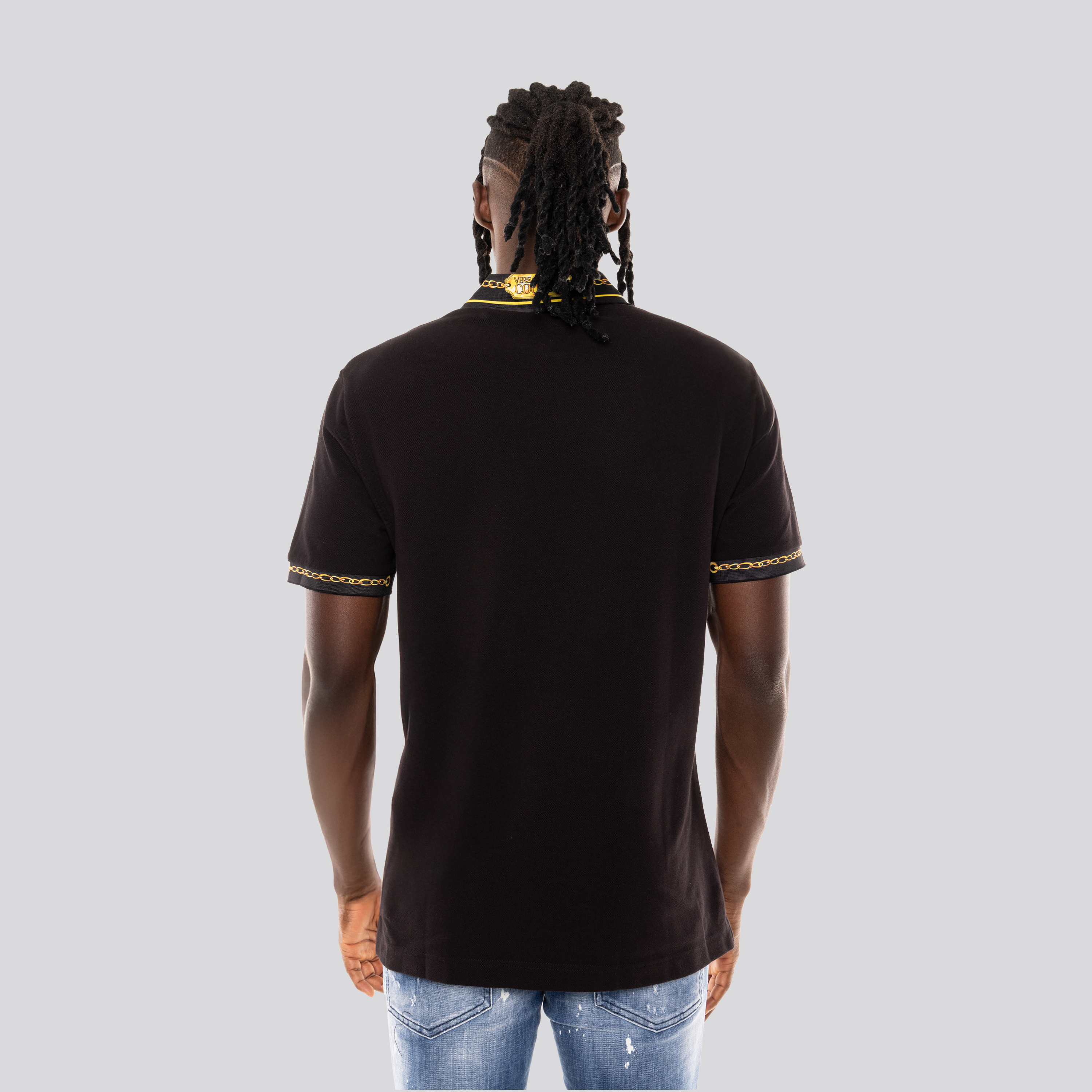 Camiseta Tipo Polo Negra Versace Jeans Couture Logo