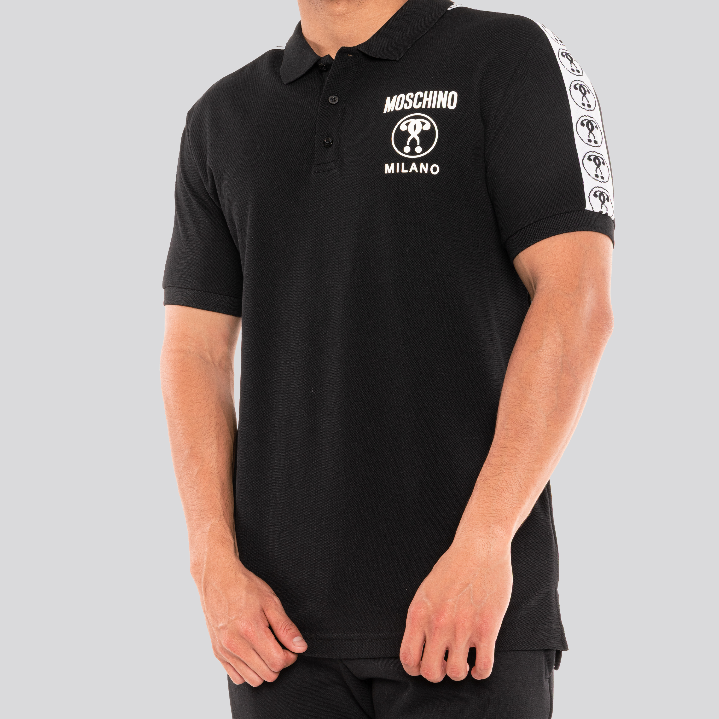Camiseta Tipo Polo Negra Moschino Side Logo