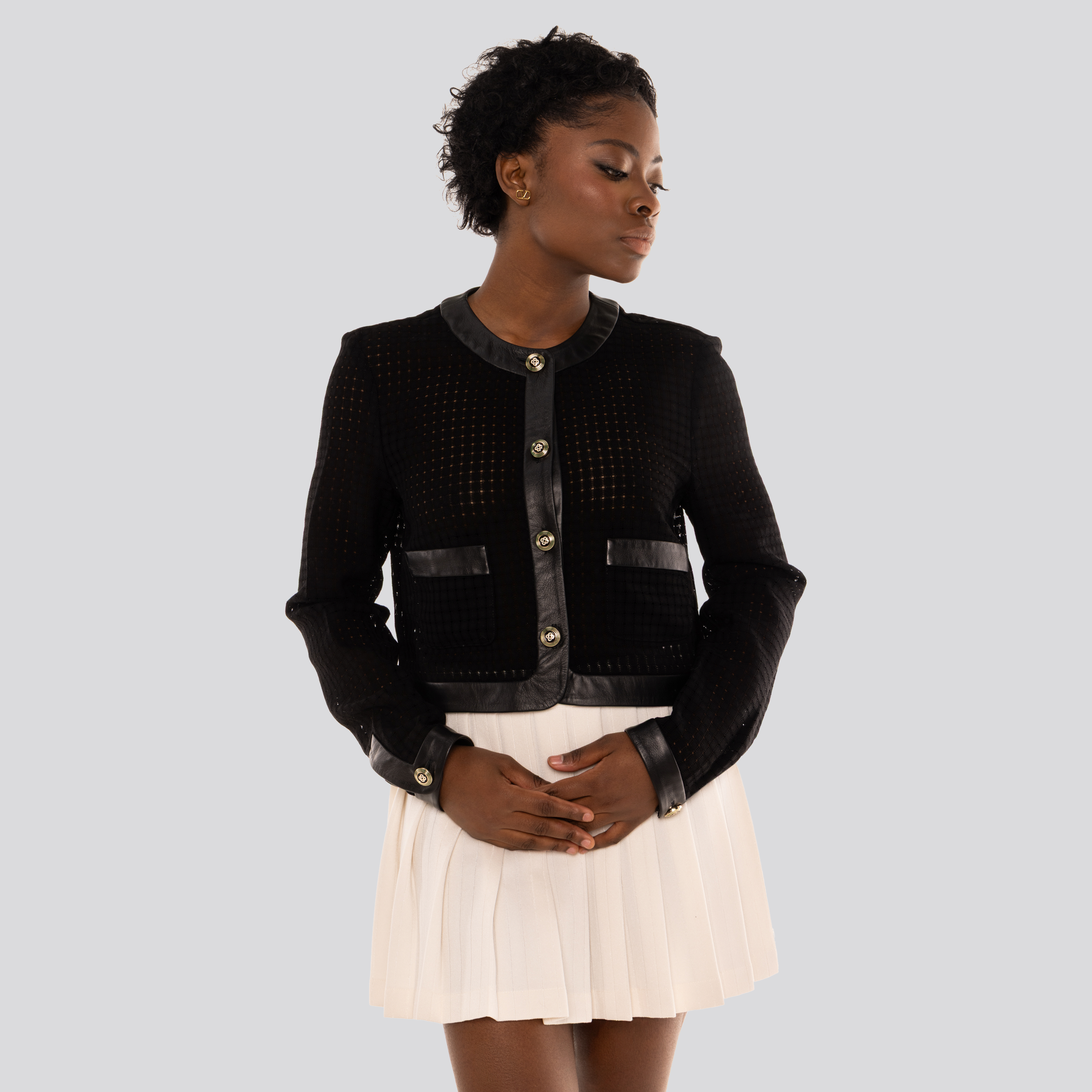 Chaqueta Negra Casablanca Cropped Tailored