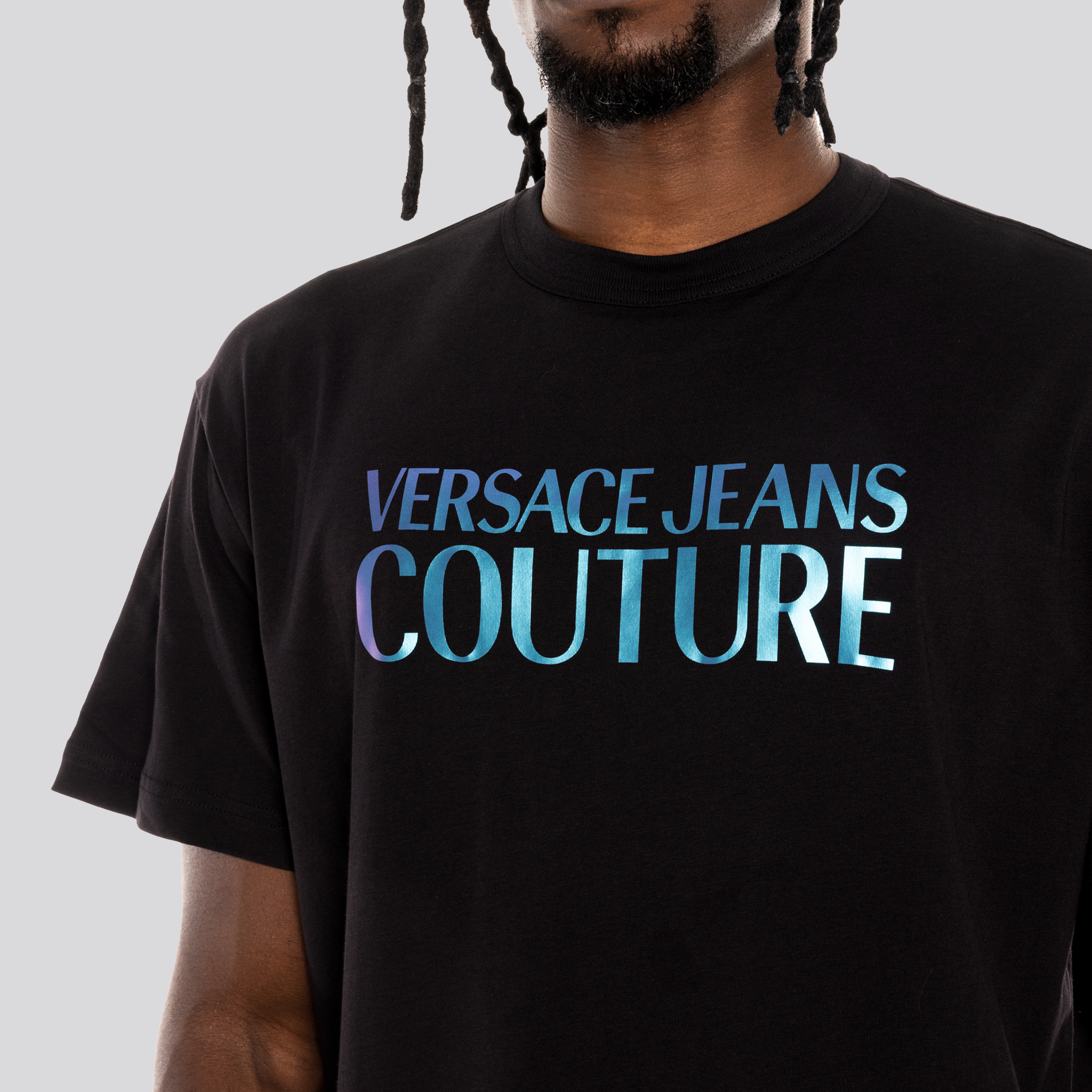 Camiseta Negra Versace Jeans Couture Logo Multicolor