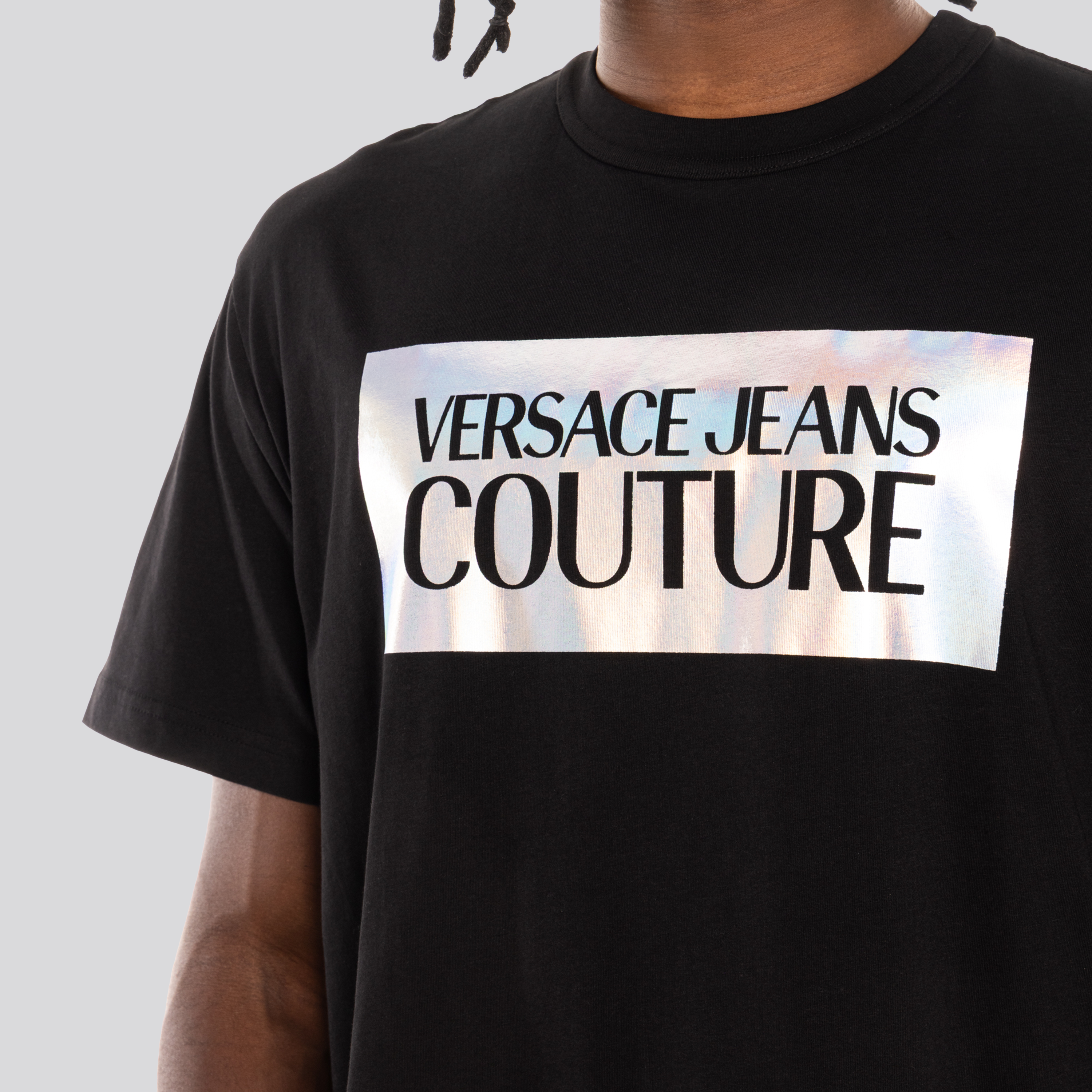 Camiseta Negra Versace Jeans Couture Logo Multicolor