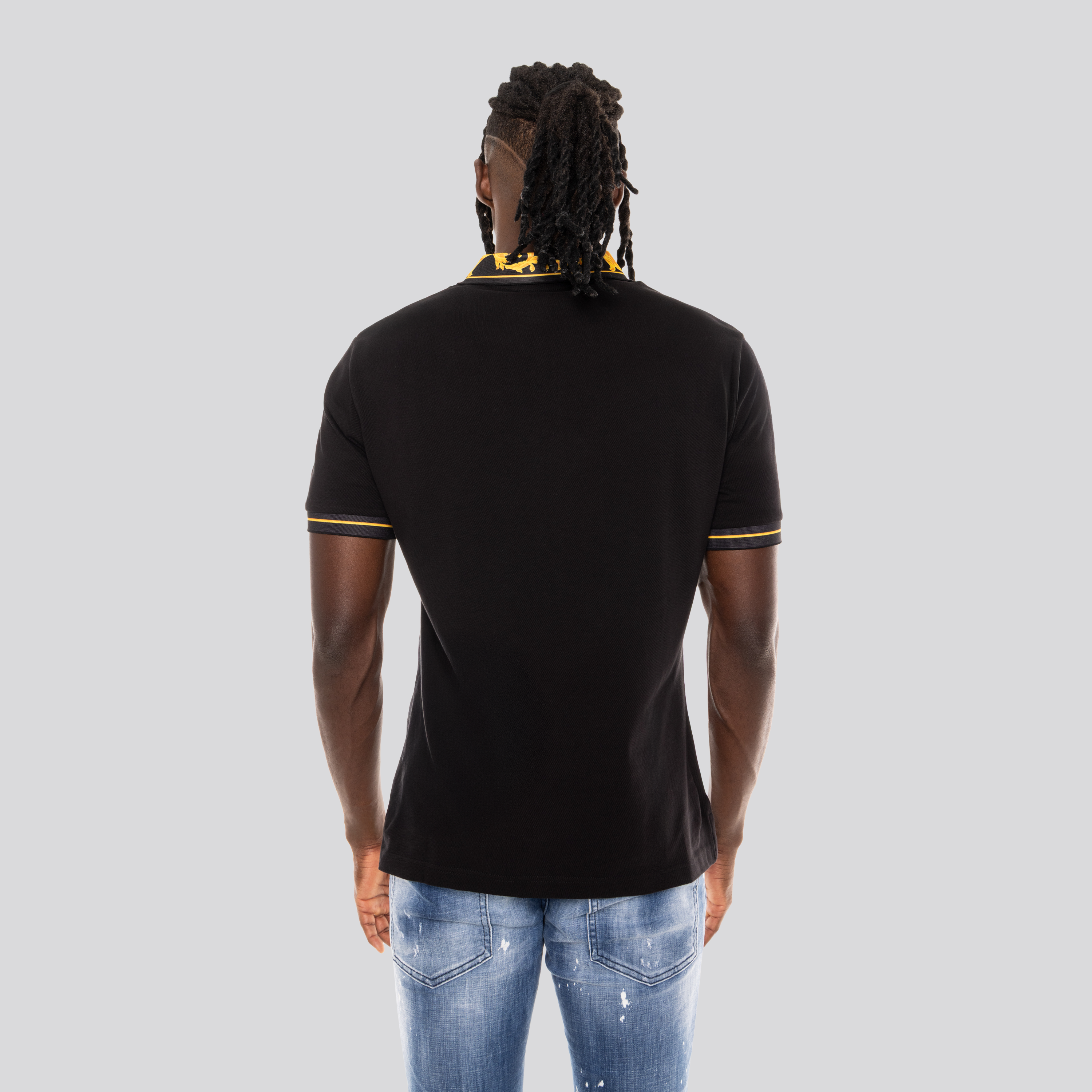 Camiseta Tipo Polo Negra Versace Jeans Couture Baroque