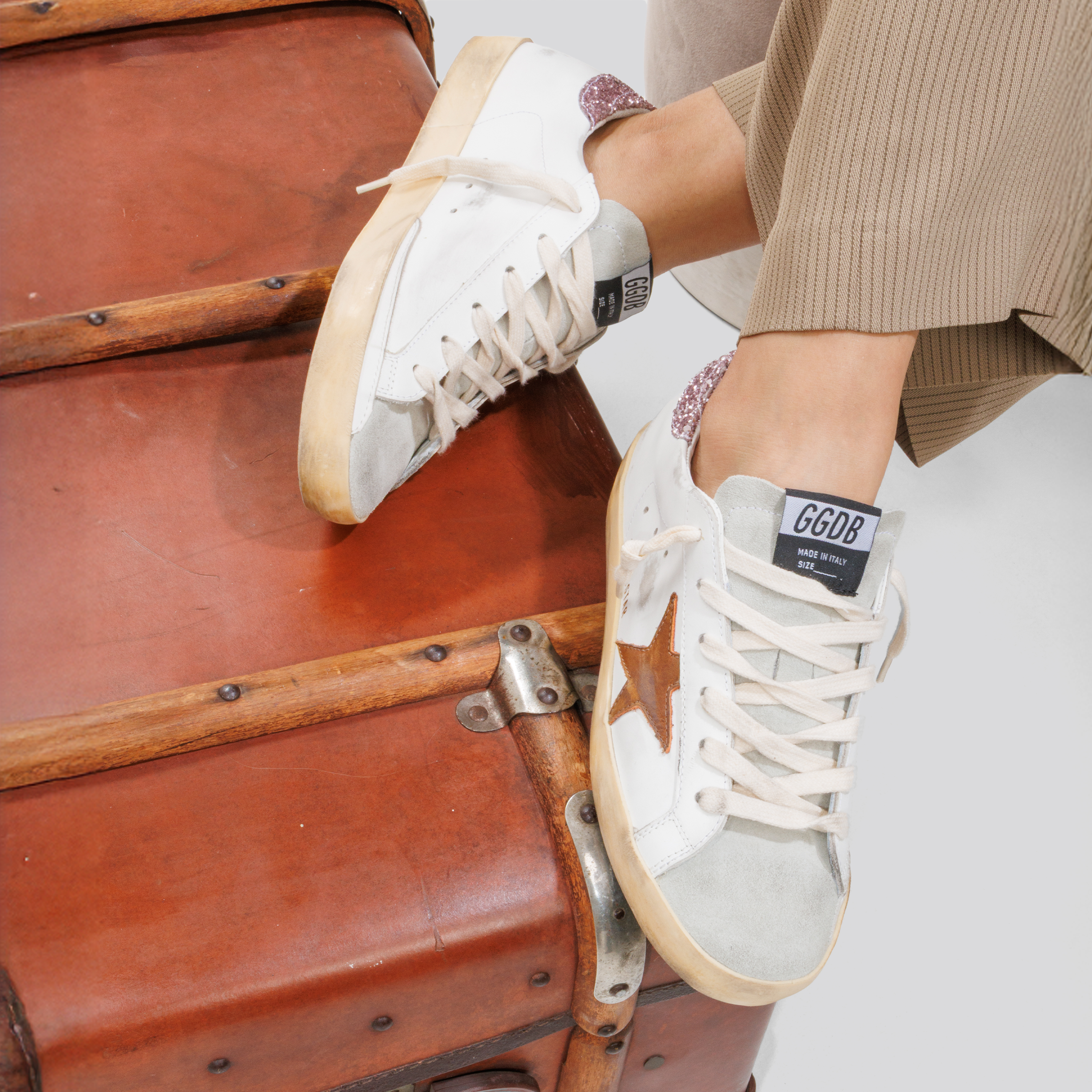 Sneakers Blancos Golden Goose Super-Star Vintage Glitter Heel