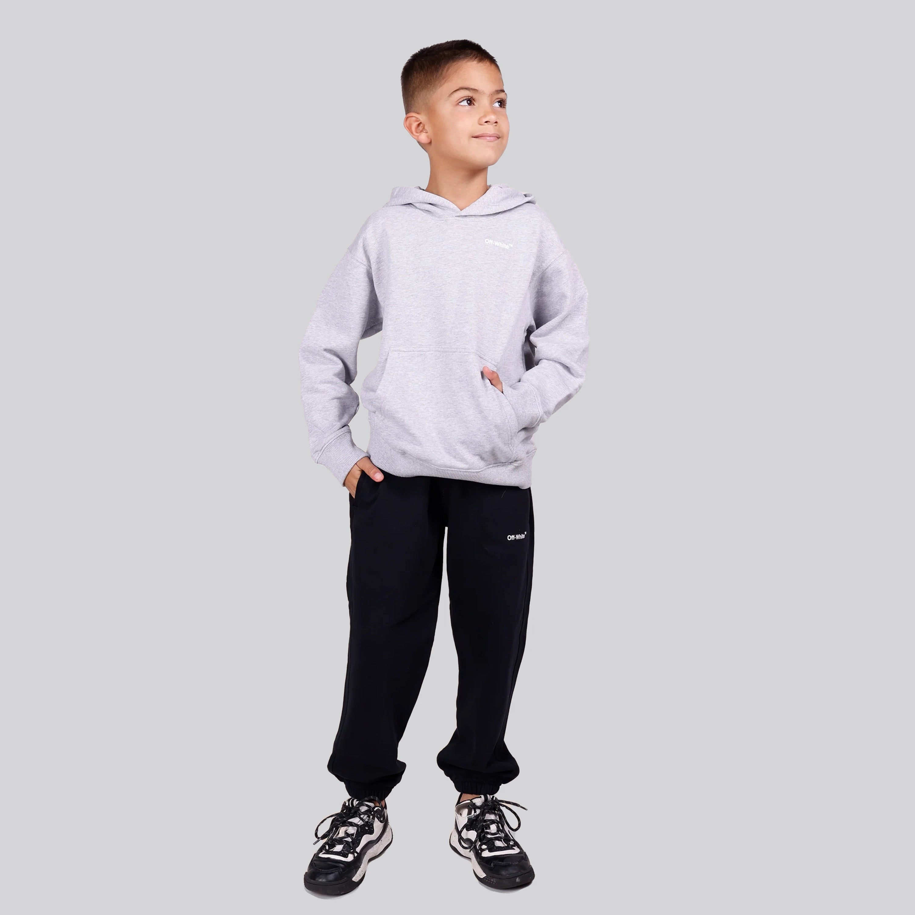 Buzo Tipo Hoodie Gris Off-White Kids Monster Arrow