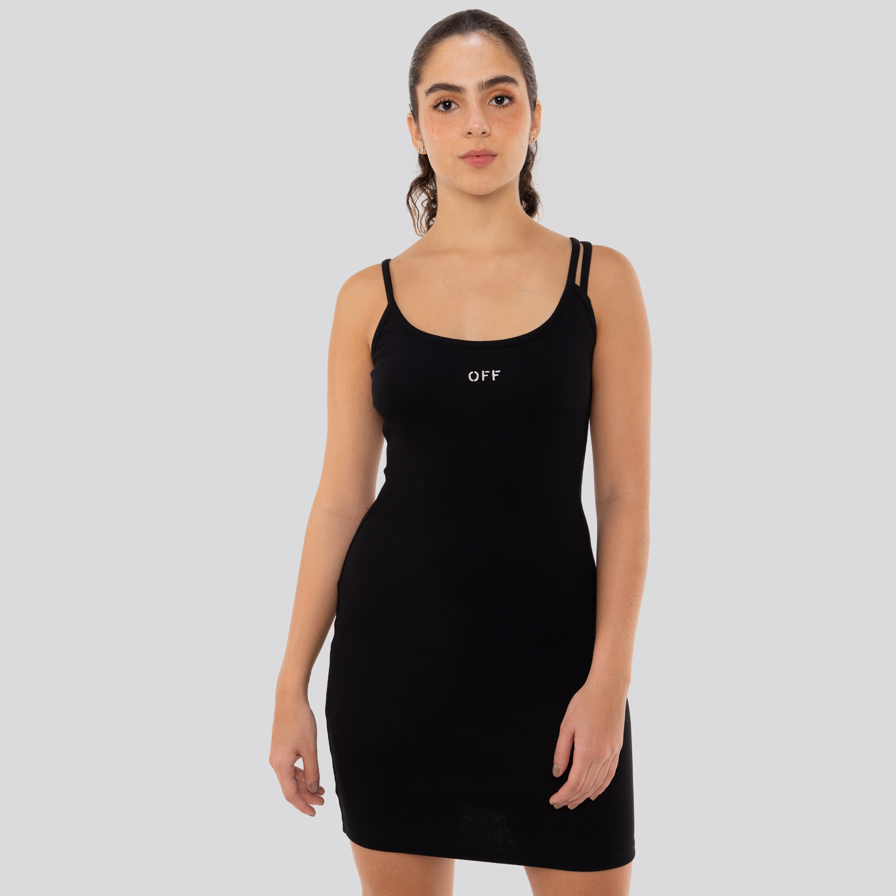 Vestido Negro Off-White Rib Off