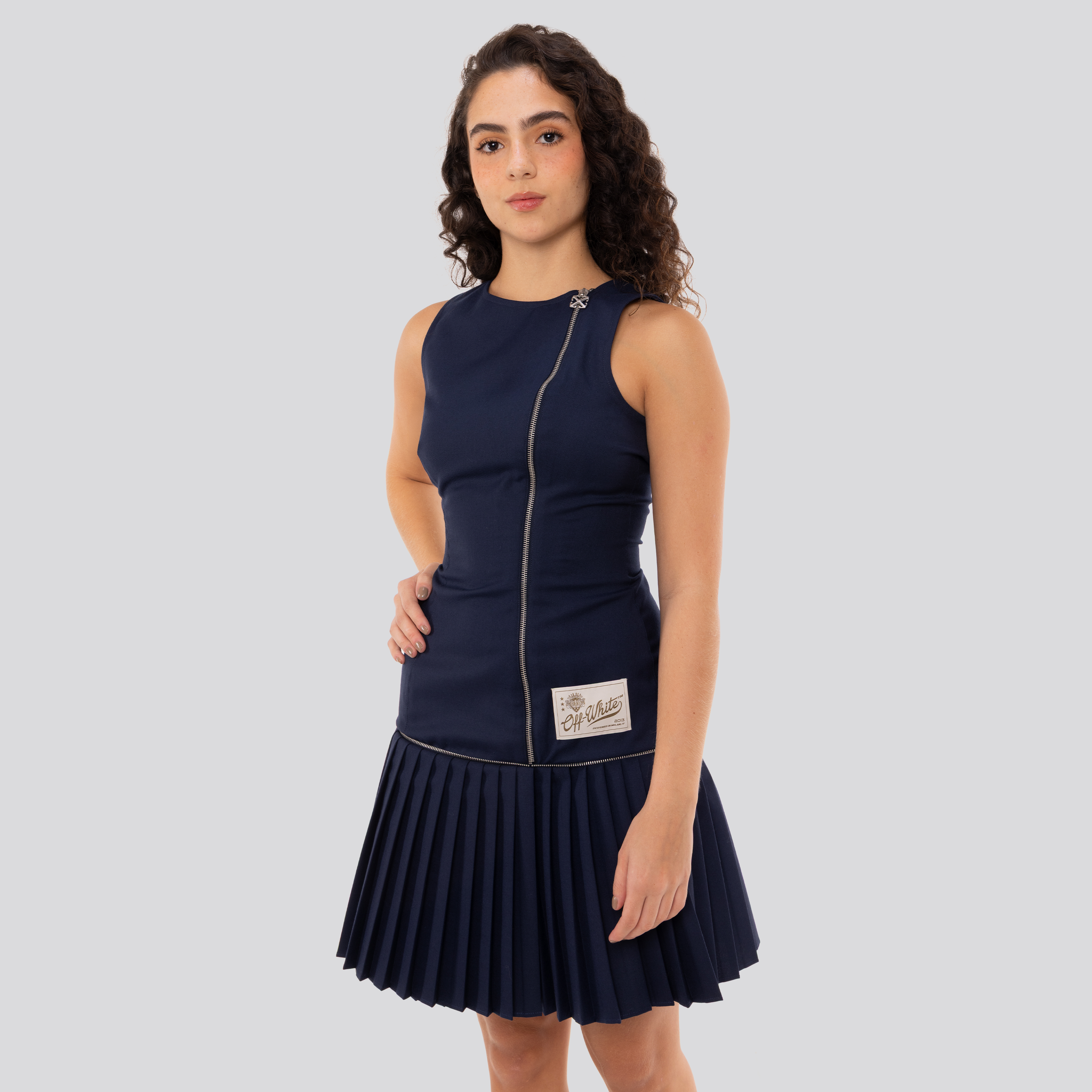 Vestido Azul Off-White Label Pleated